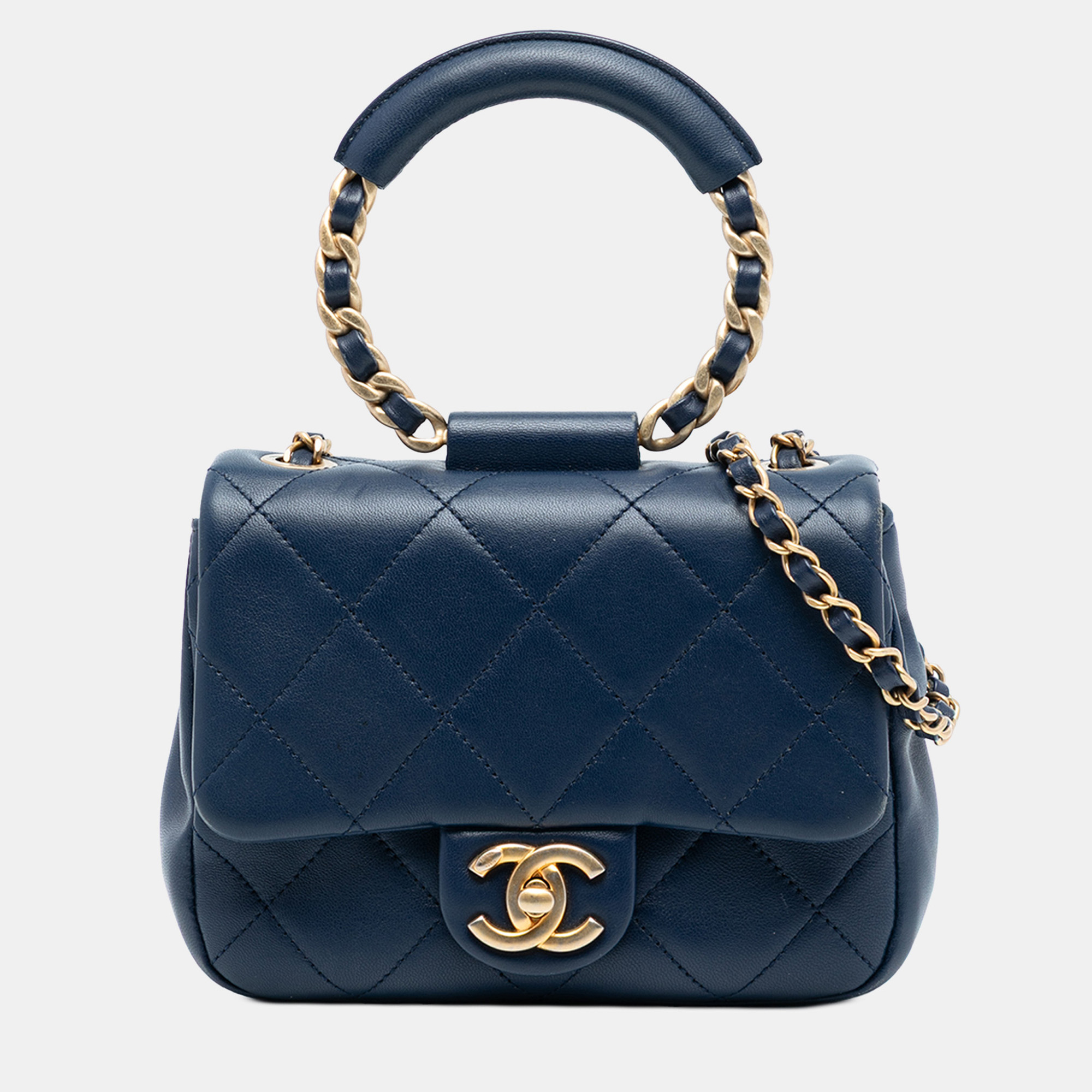 

Chanel Blue Mini Quilted Lambskin In The Loop Flap