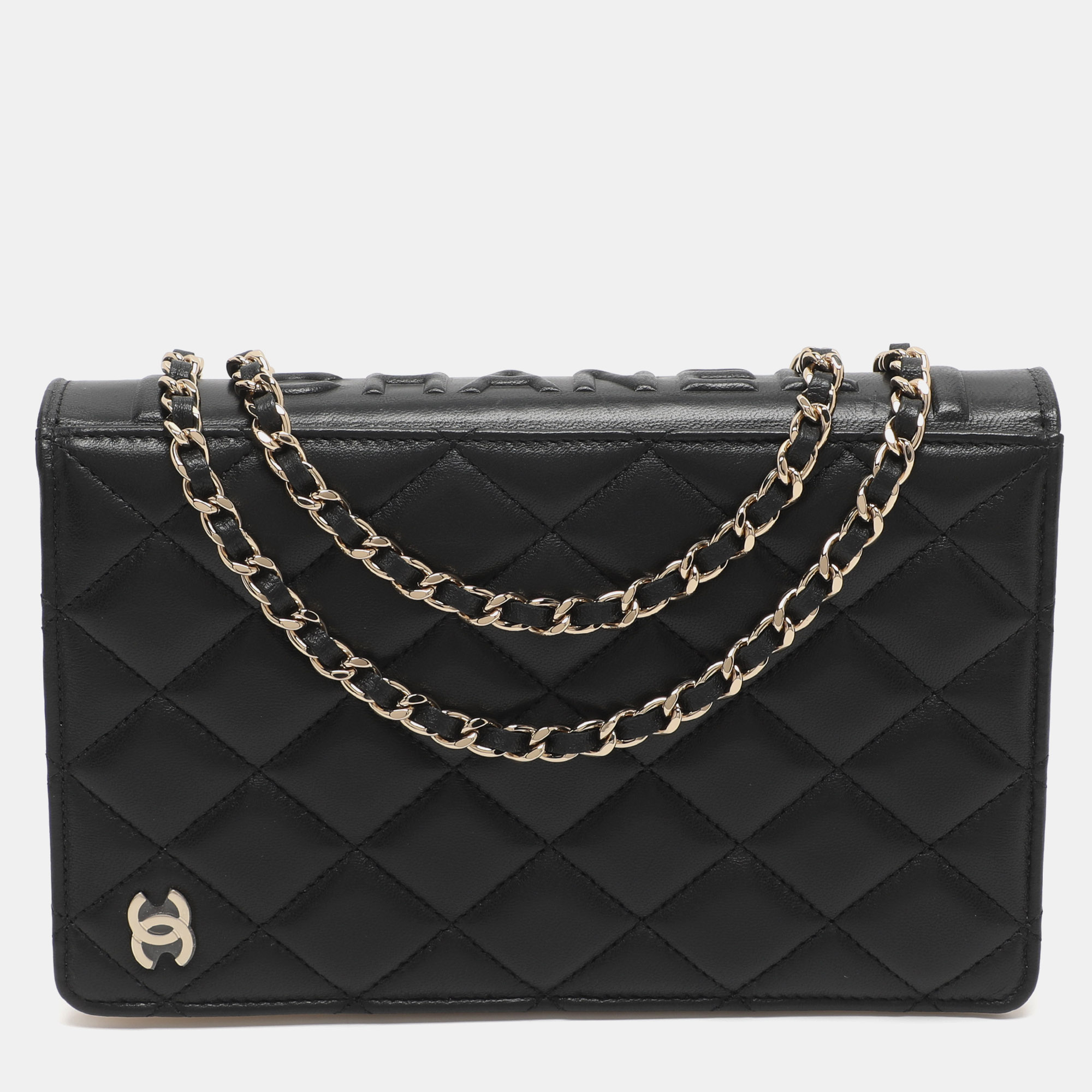 Pre-owned Chanel Cc Book Black Quilted Leather Clutch Bag