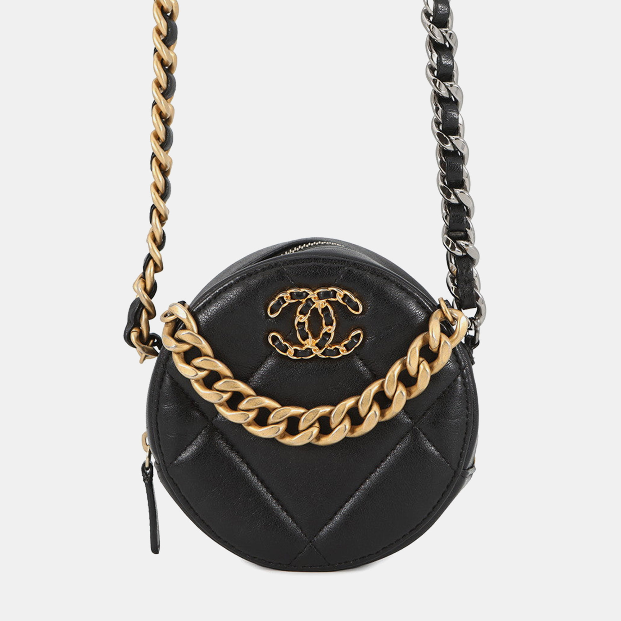 

Chanel Chanel19 Round Chain shoulder Bag Black Lambskin