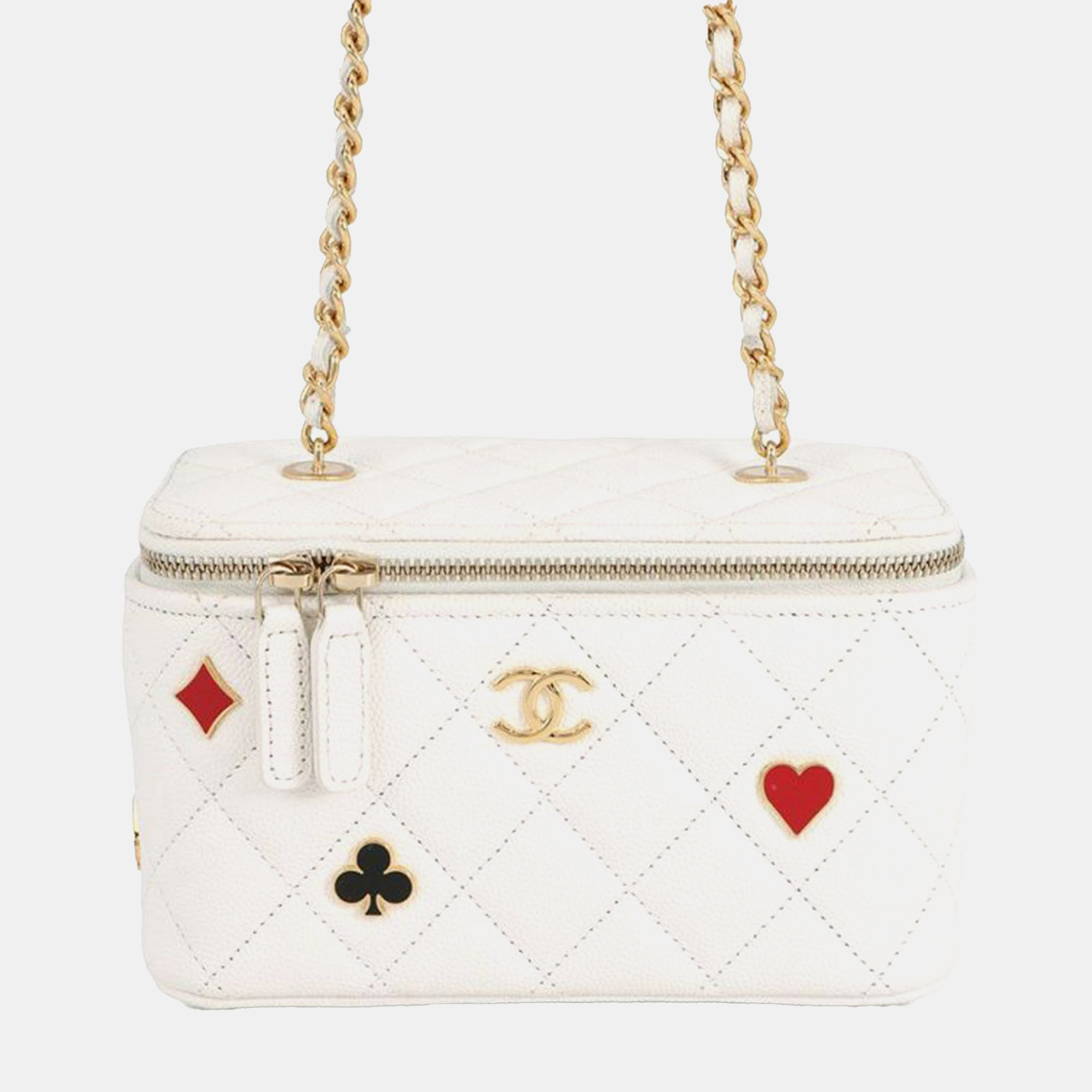 

Chanel White Small Quilted Caviar Coco Casino Vanity Case