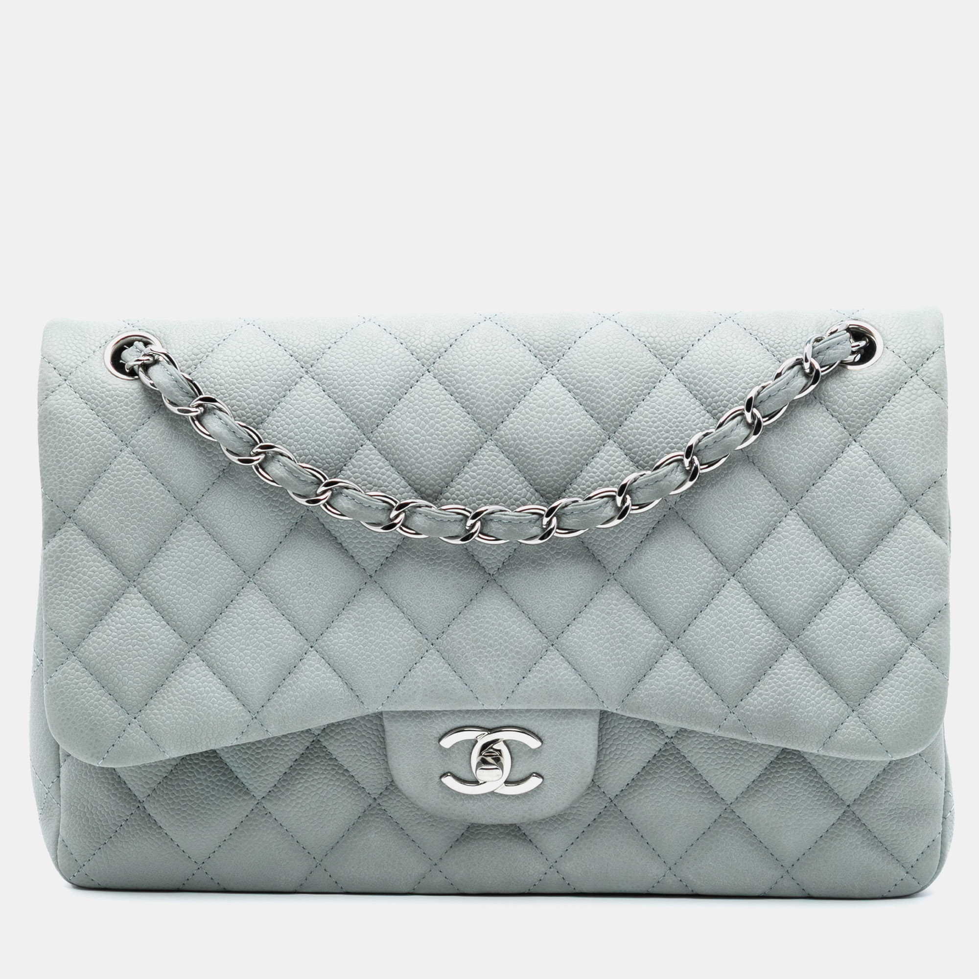 

Chanel Blue Jumbo Classic Caviar Double Flap