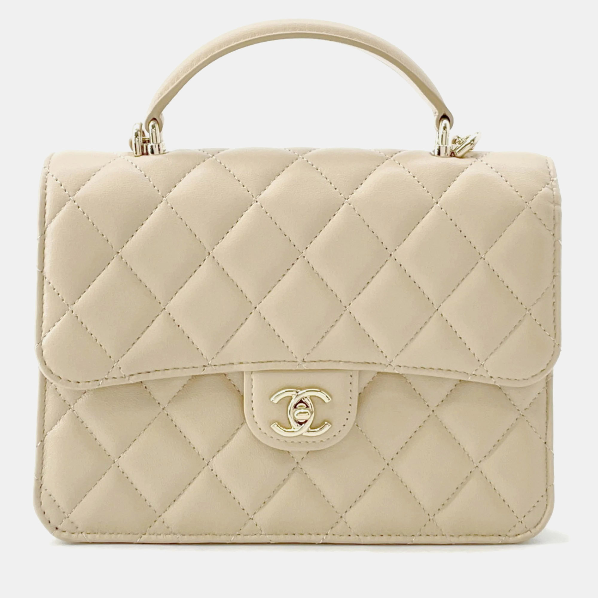 

Chanel Chain Shoulder Backpack Mini Matelasse Lambskin Bag, Cream