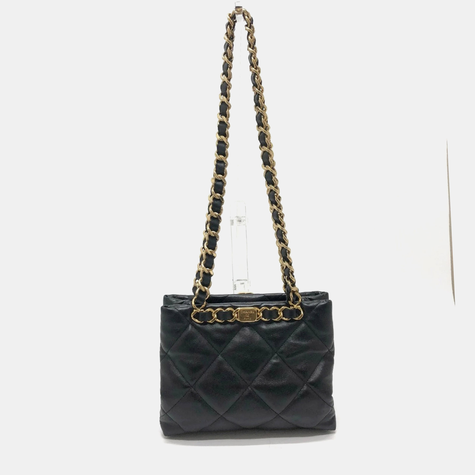 

Chanel Coco Matelasse Small Black Lambskin Leather Shopping Bag