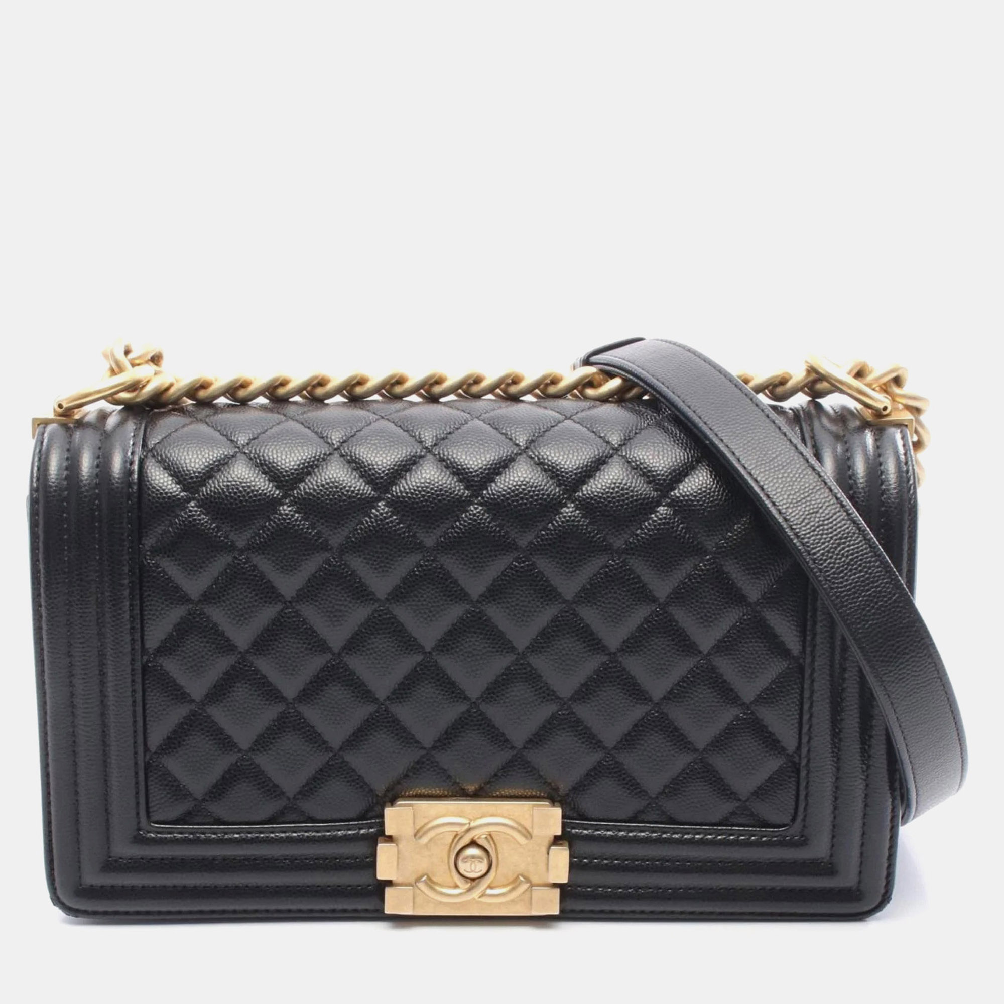 

Chanel Boy Chanel Shoulder Bag In Grained Calfskin Caviar Black