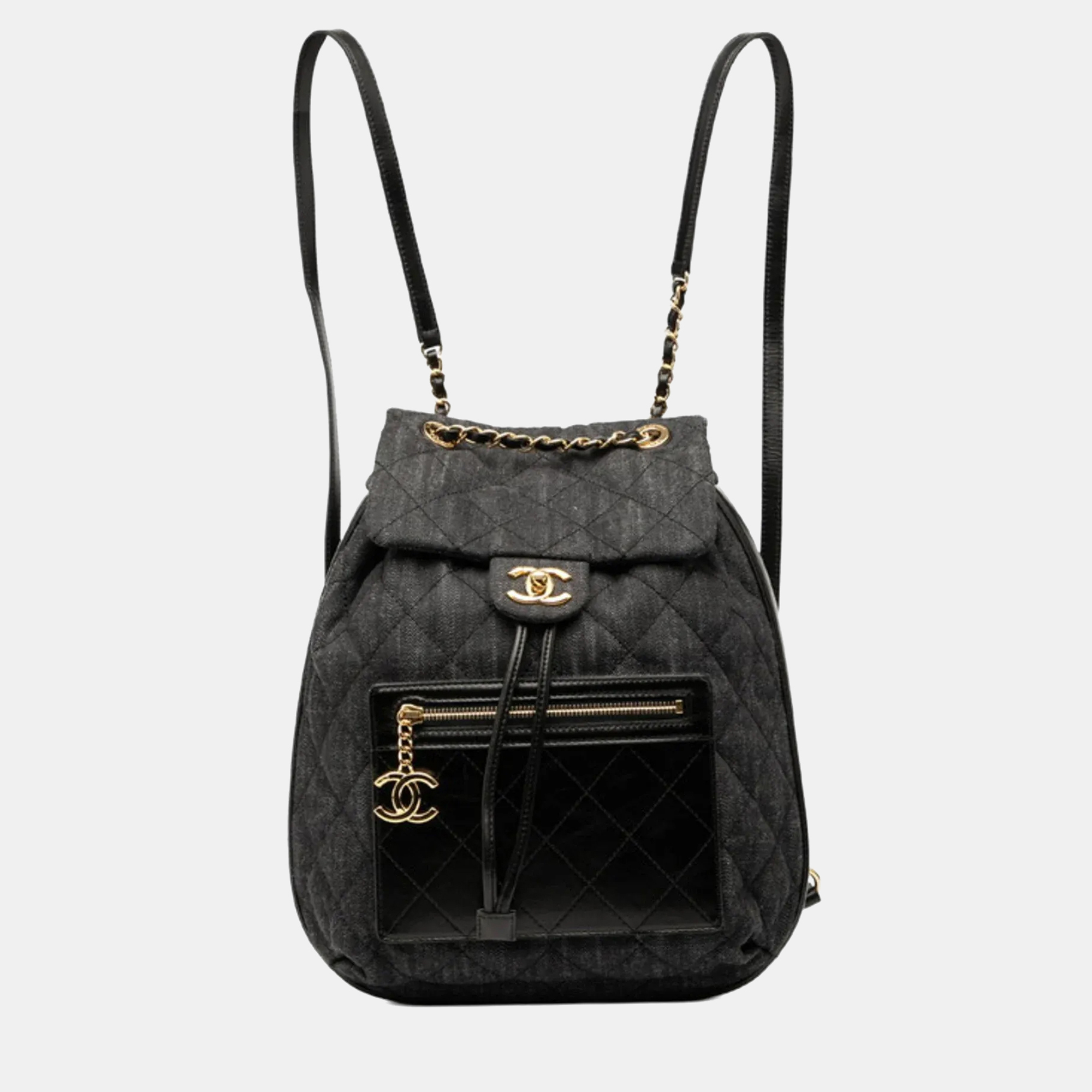 

Chanel Coco Mark Matelasse Backpack Black Denim Leather