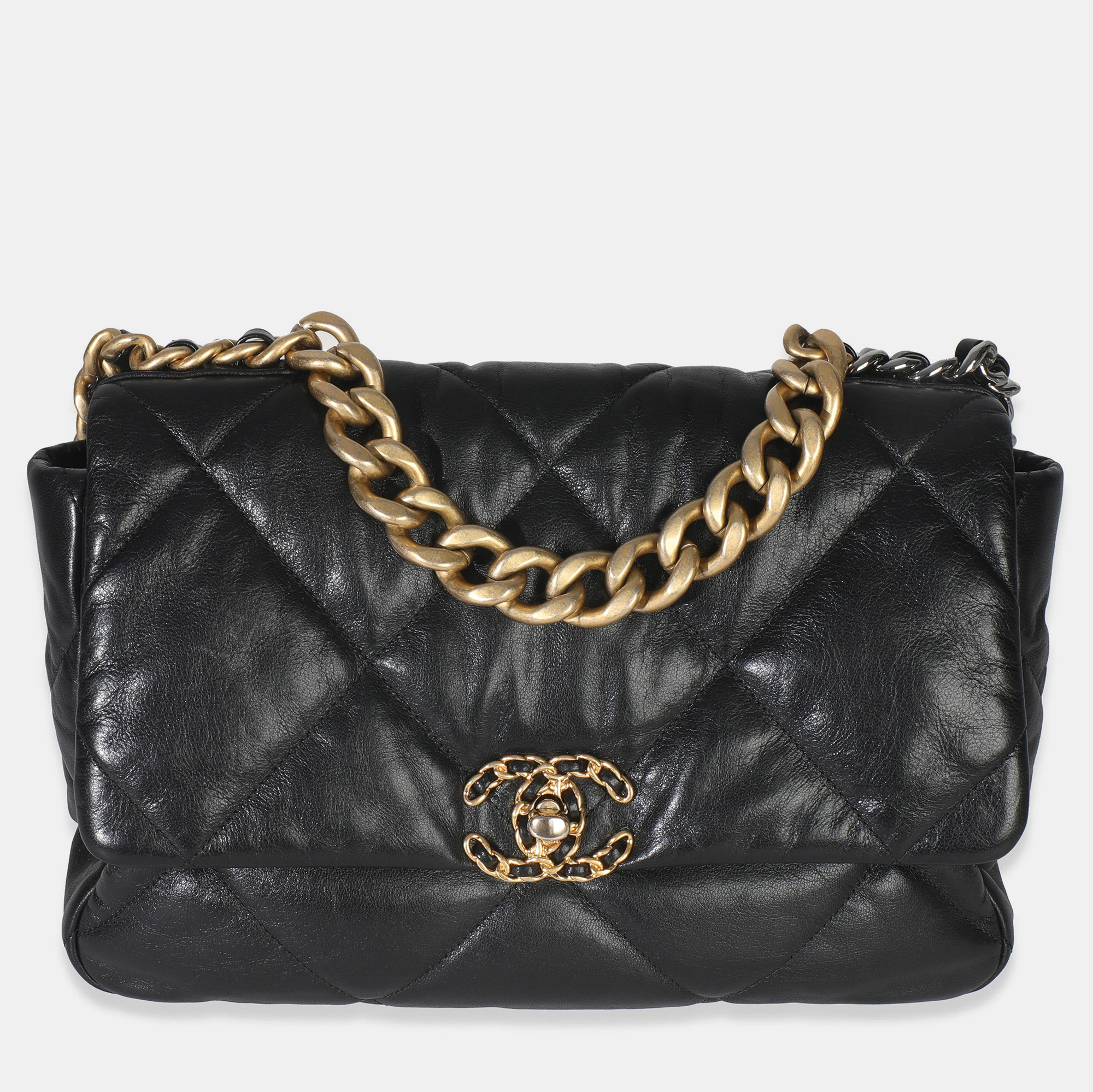 

Chanel Black Quilted Lambskin Medium Chanel 19 Flap Bag