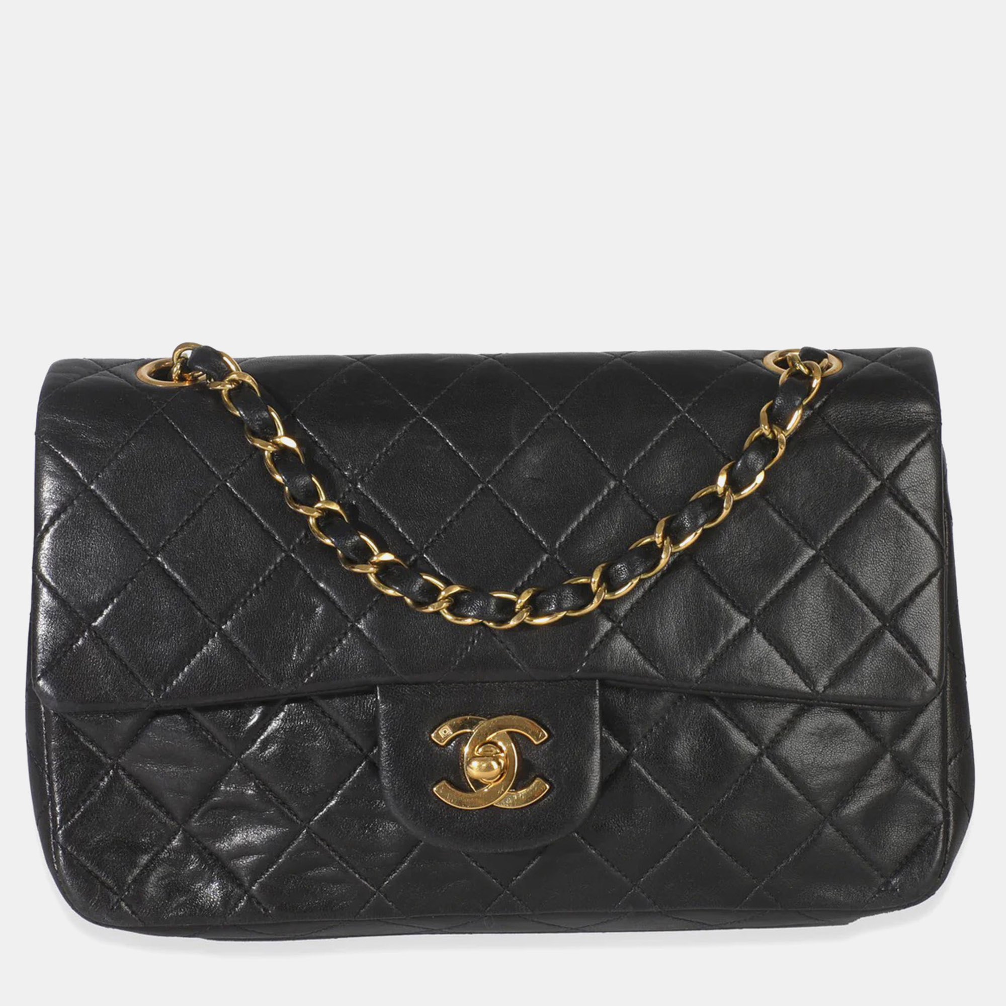 

Chanel 24k Vintage Black Quilted Medium Classic Double Flap Bag