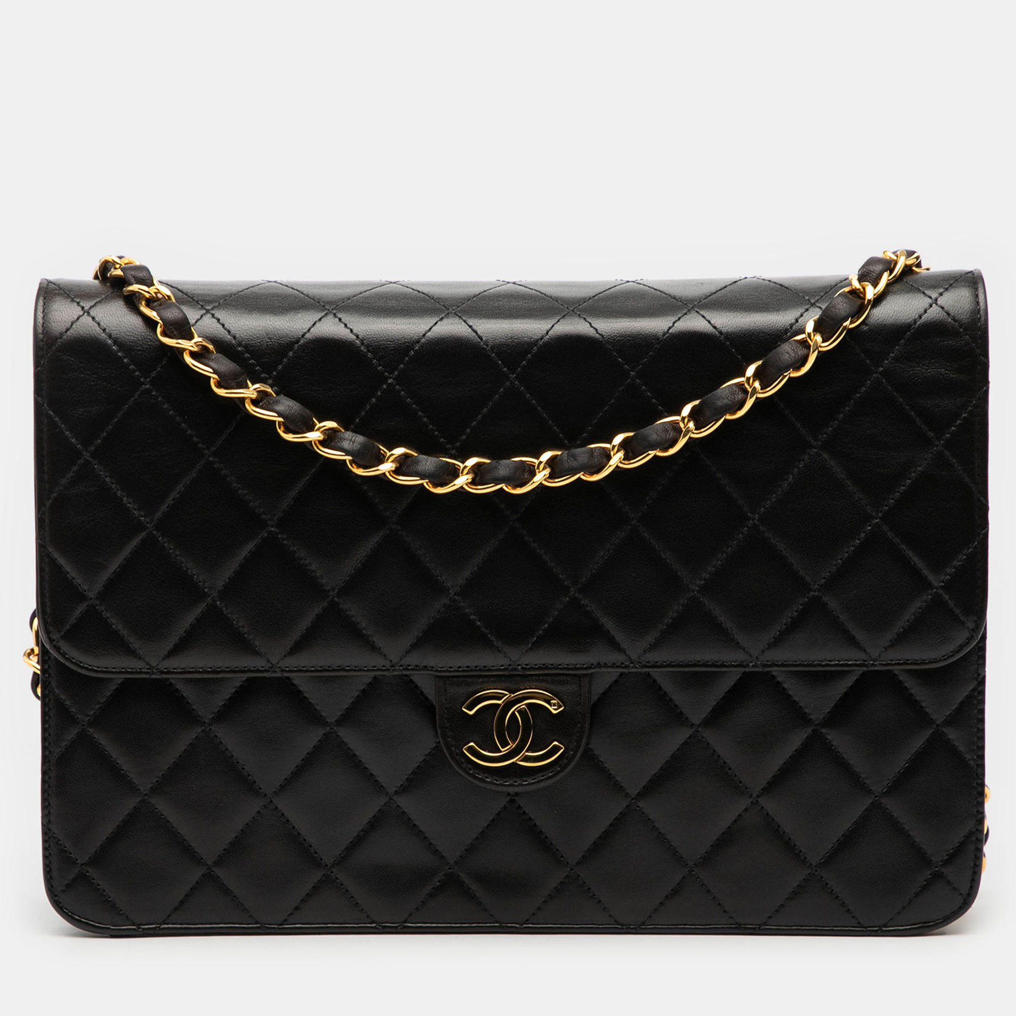 

Chanel Black Medium CC Quilted Lambskin Single Flap