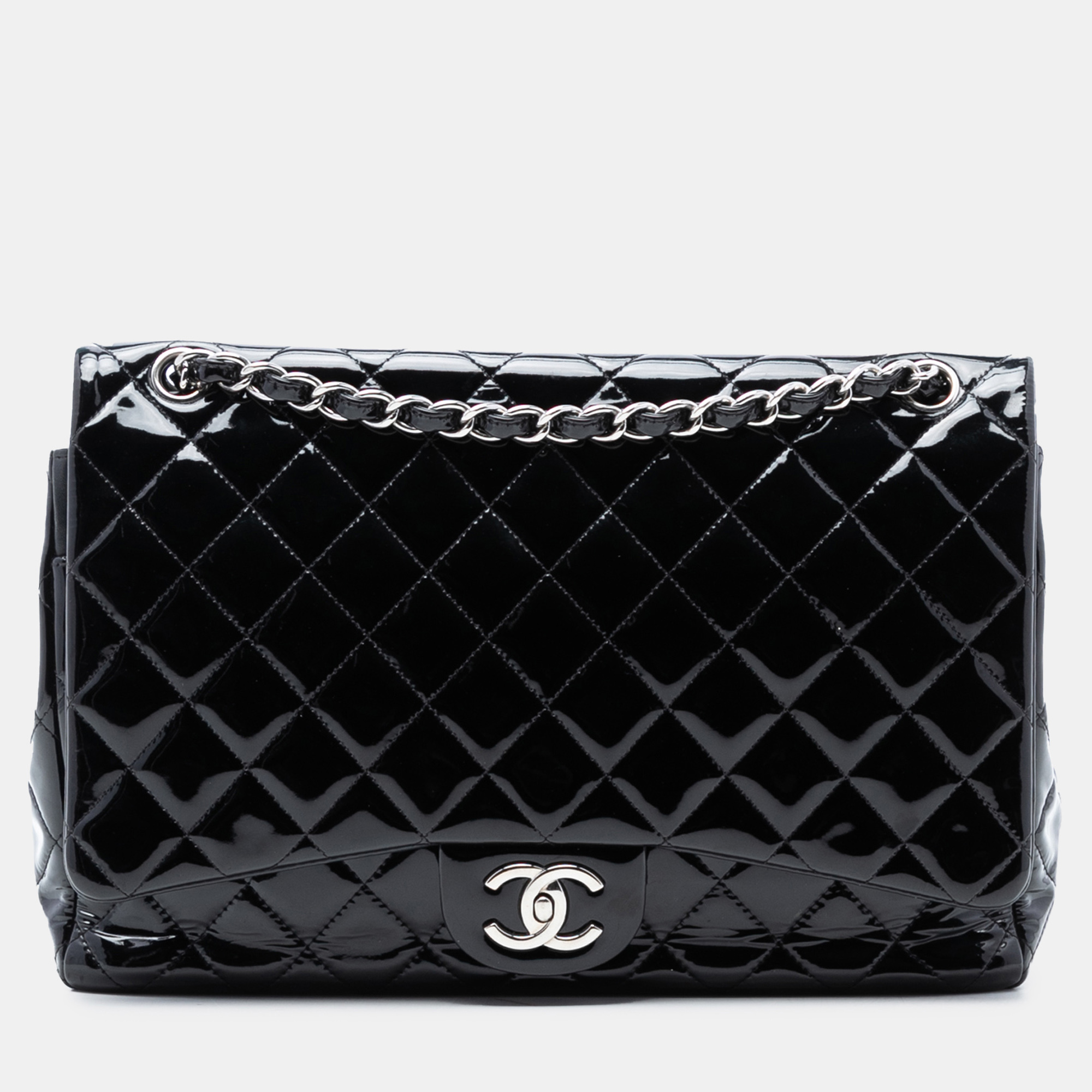 

Chanel Black Maxi Classic Patent Double Flap