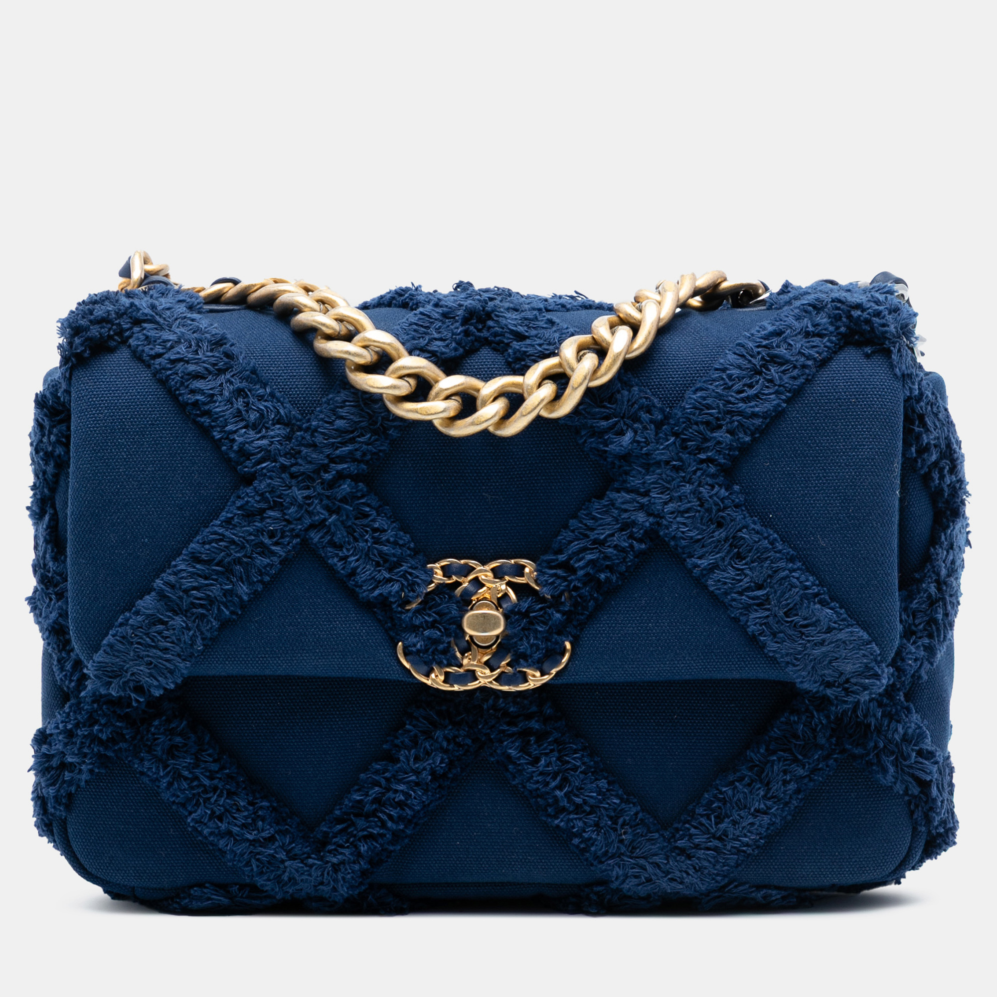 

Chanel Blue Medium Canvas and Cotton 19 Flap