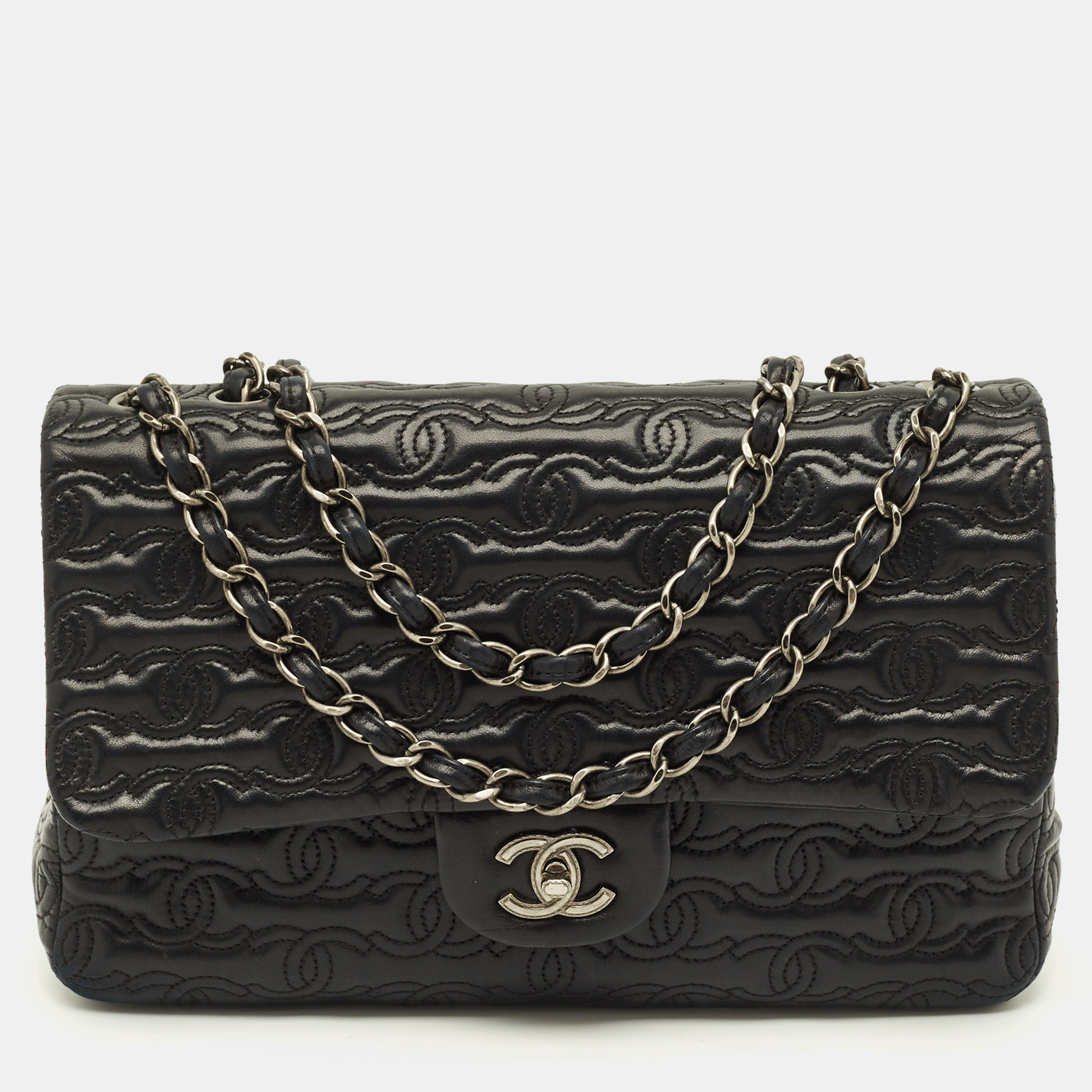 

Chanel Jumbo Black CC Quilted Leather Flap Bag