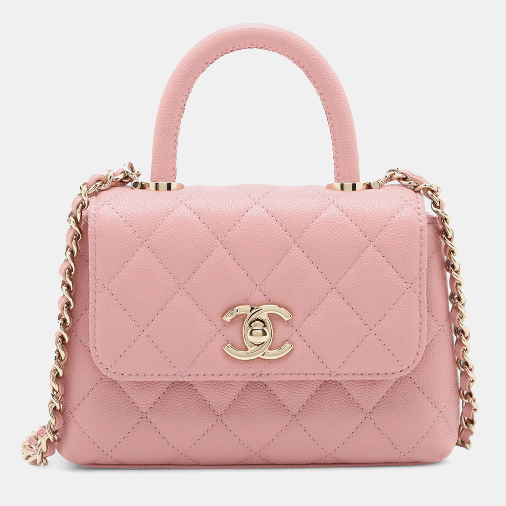 

Chanel Pink Extra Mini Quilted Caviar Coco Top Handle Bag