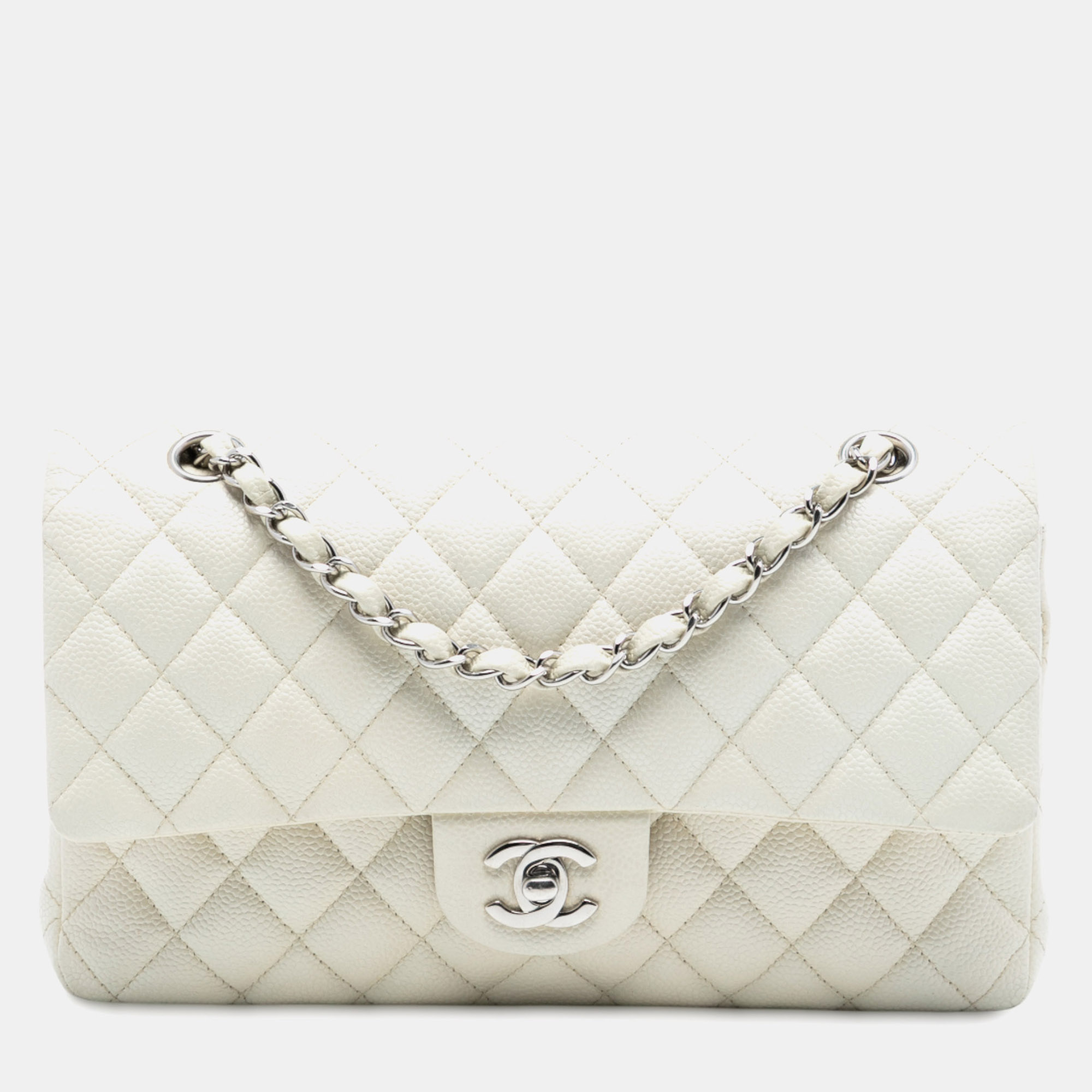 

Chanel White Medium Classic Caviar Double Flap