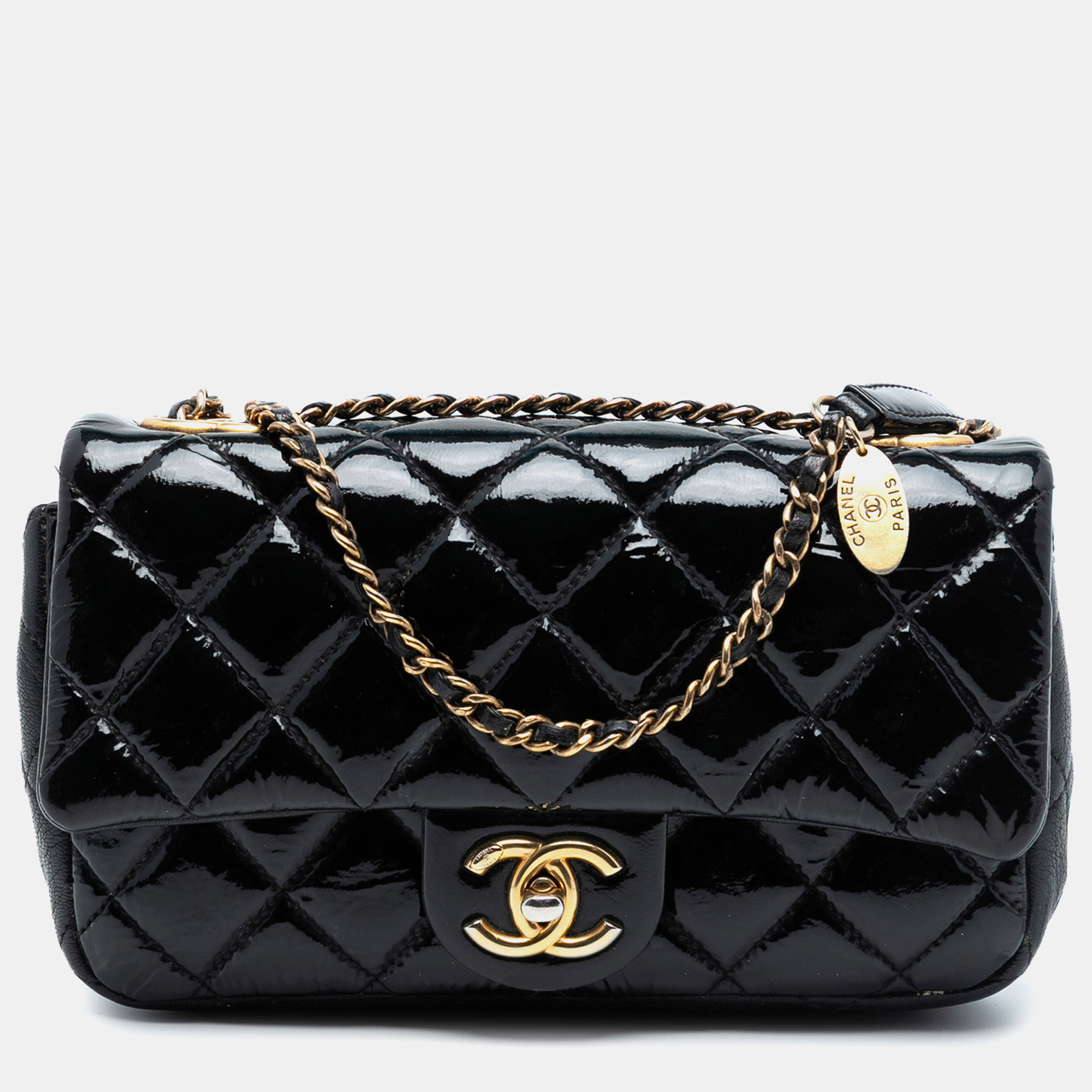 

Chanel Black Paris-Salzburg Small Patent and Goatskin CC Eyelet Flap