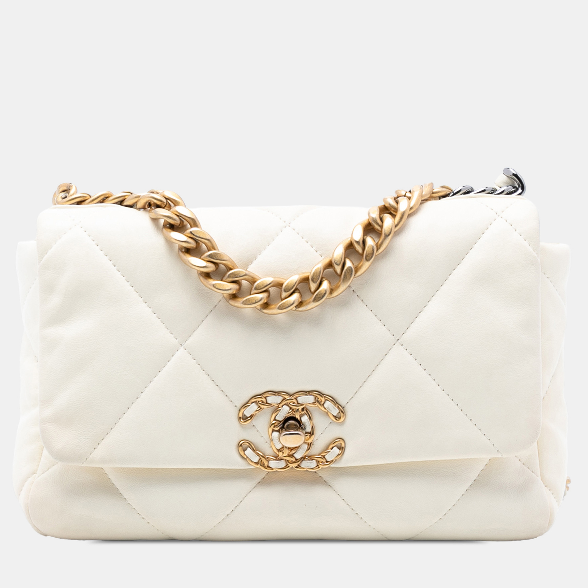 

Chanel White Medium Lambskin 19 Flap