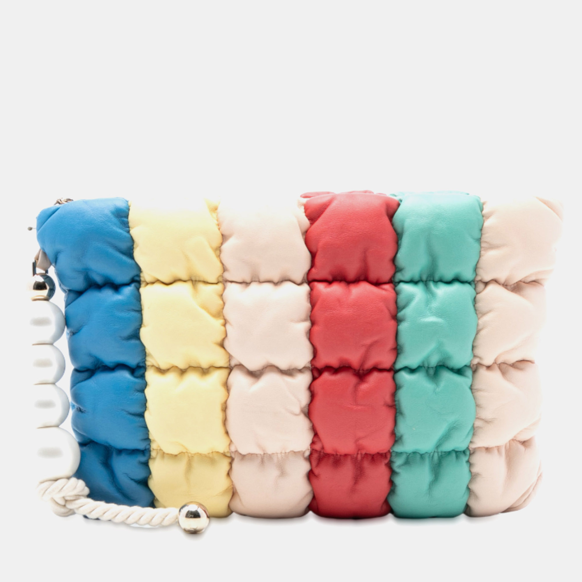 

Chanel White CC Multicolore Padded Lambskin Faux Pearl Clutch, Multicolor