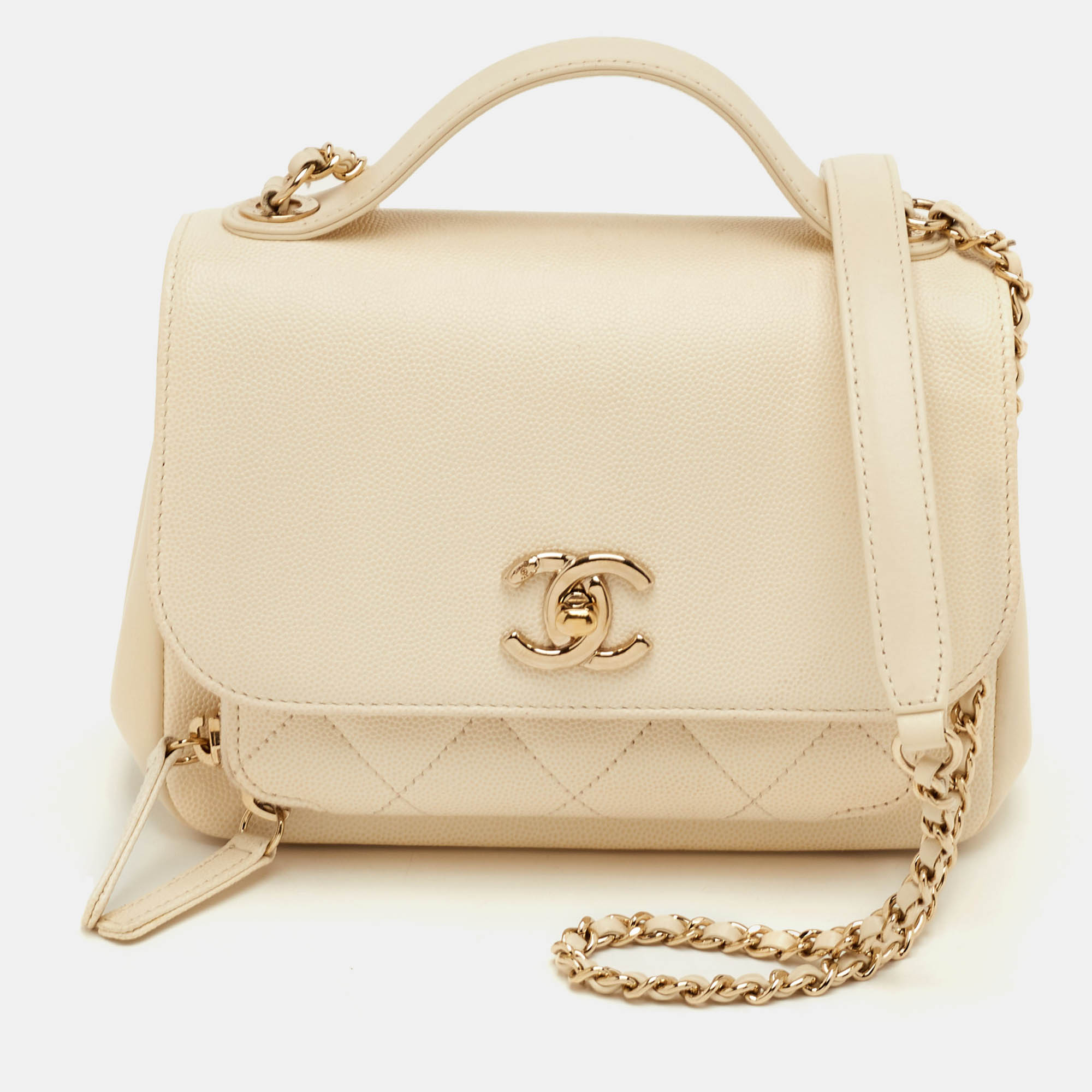 

Chanel Business Affinity Small Cream Caviar Leather Flap Bag