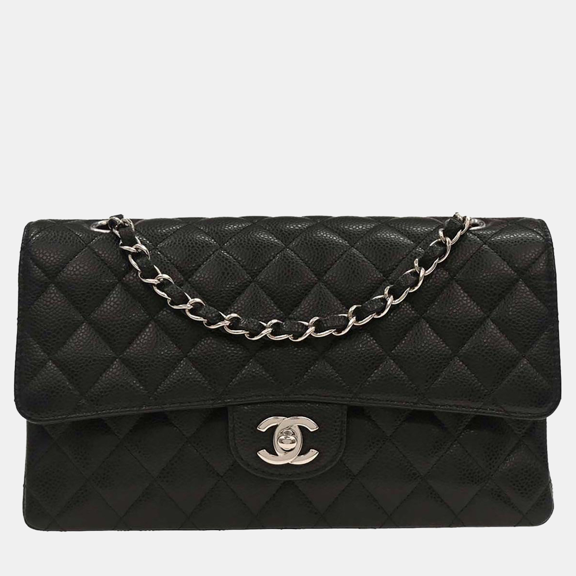

Chanel Black Calfskin Medium Classic Double Flap Shoulder Bag