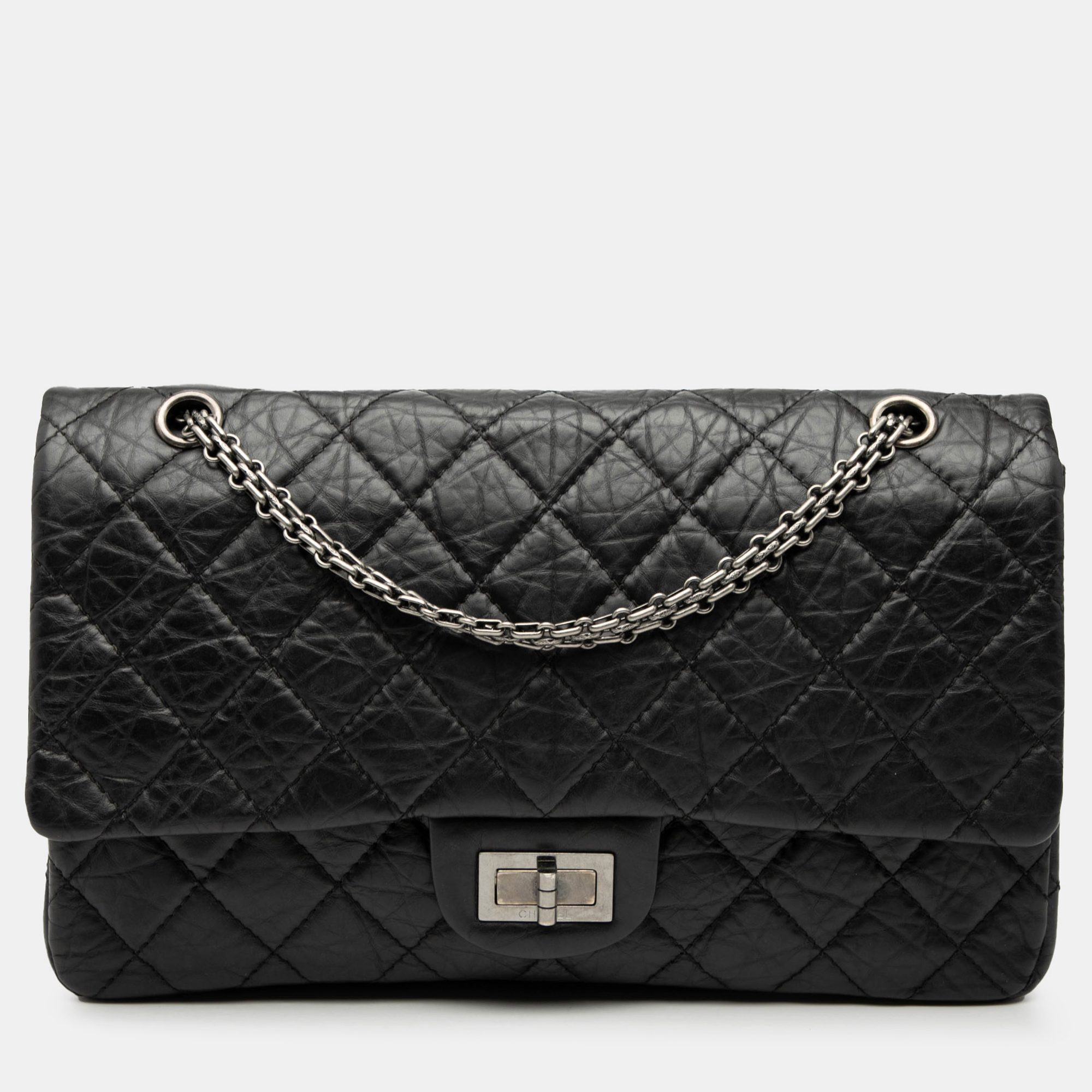 

Chanel Black Quilted Aged Calfskin Reissue 2.55 Double Flap 227