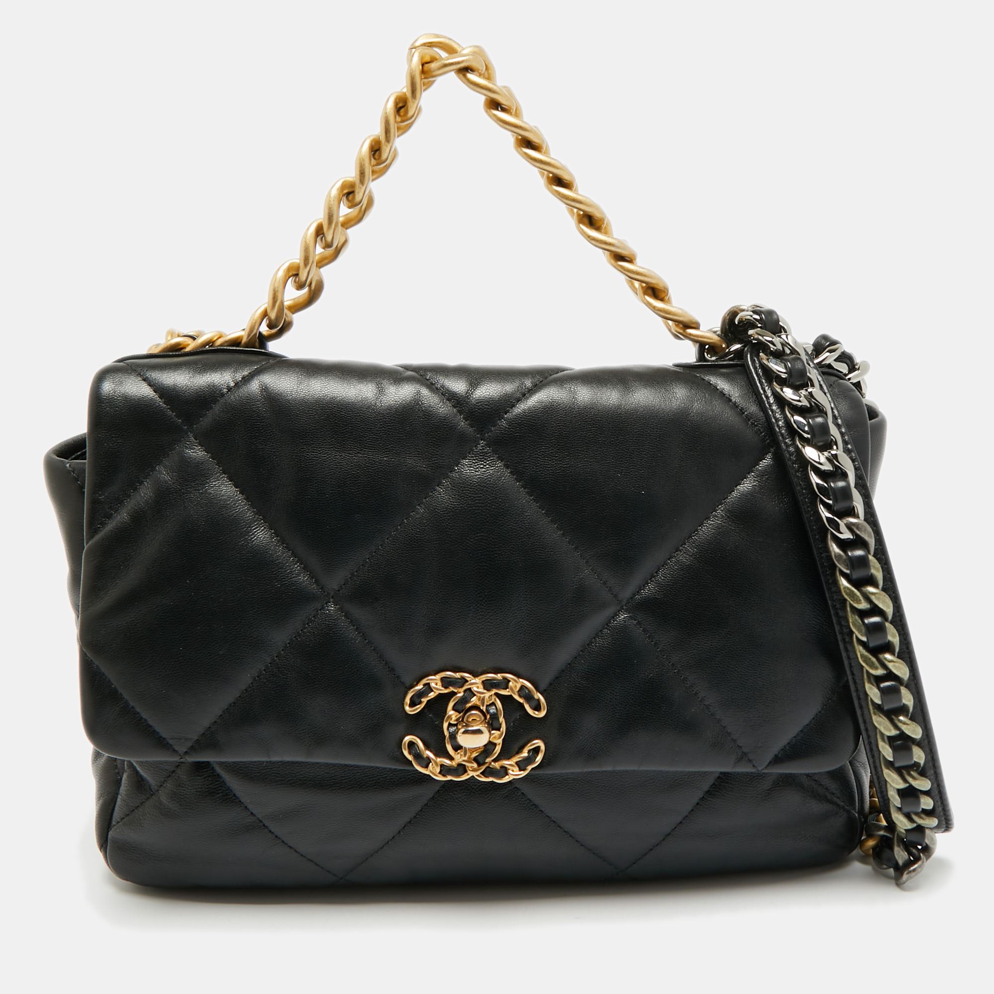 

Chanel 19 Large Black Quilted Leather Flap Bag