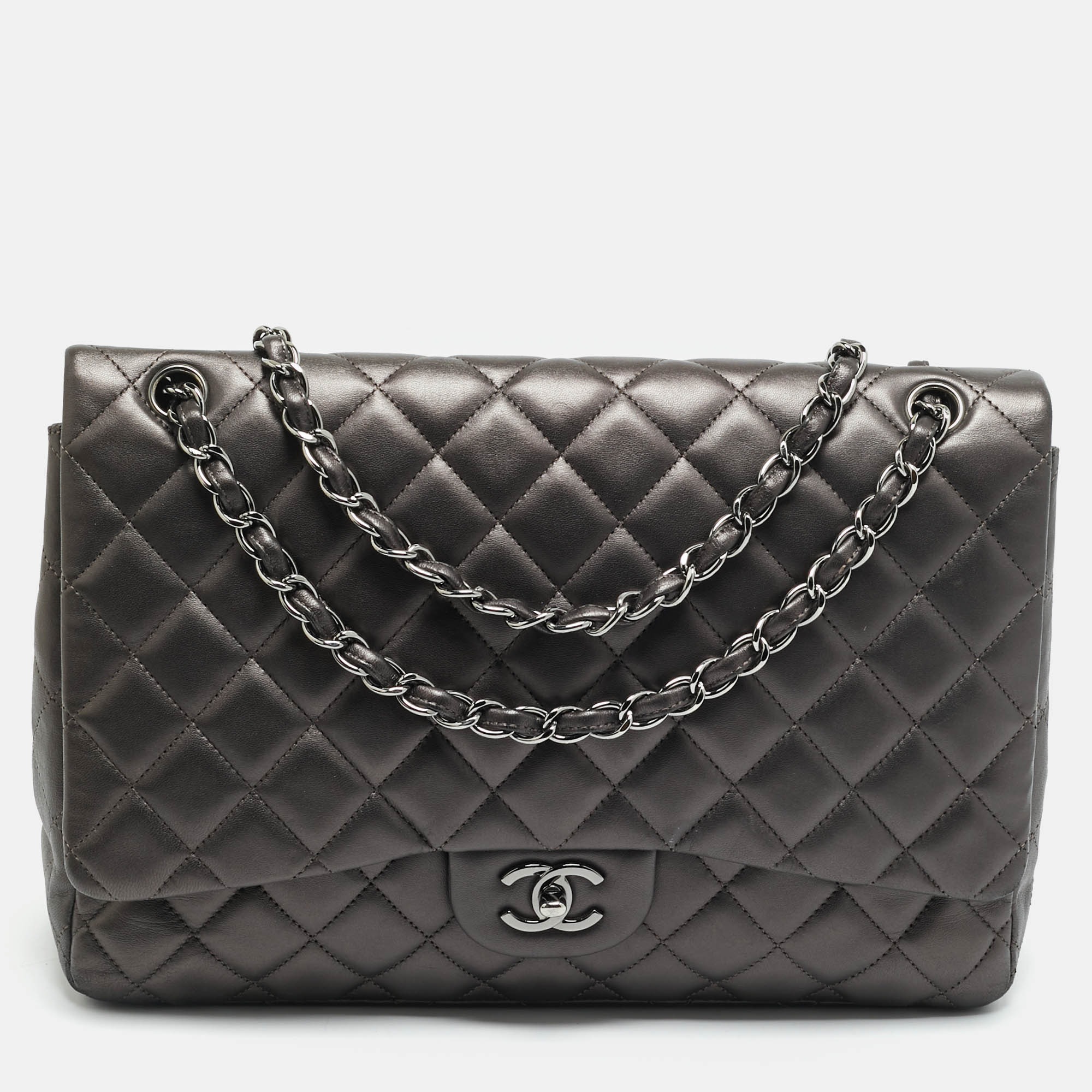 

Chanel Classic Single Maxi Metallic Quilted Leather Flap Bag