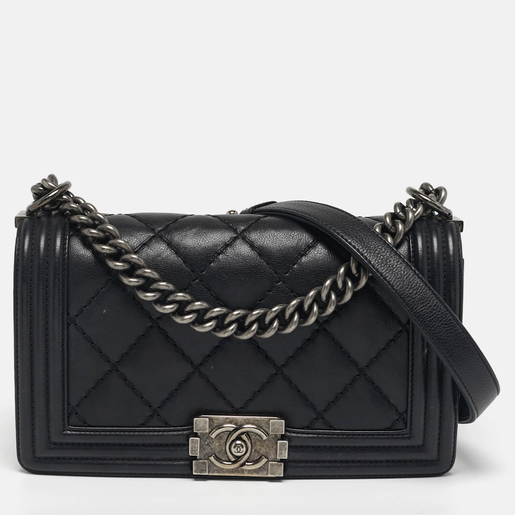 

Chanel Boy Medium Black Quilted Leather Flap Bag