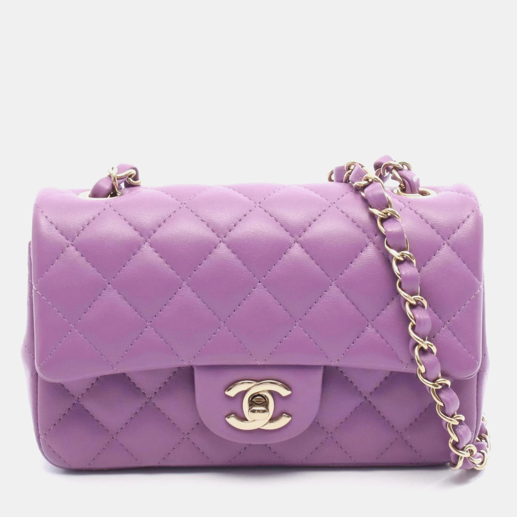 

Chanel Mini Matelasse 20 Shoulder Bag Leather Purple