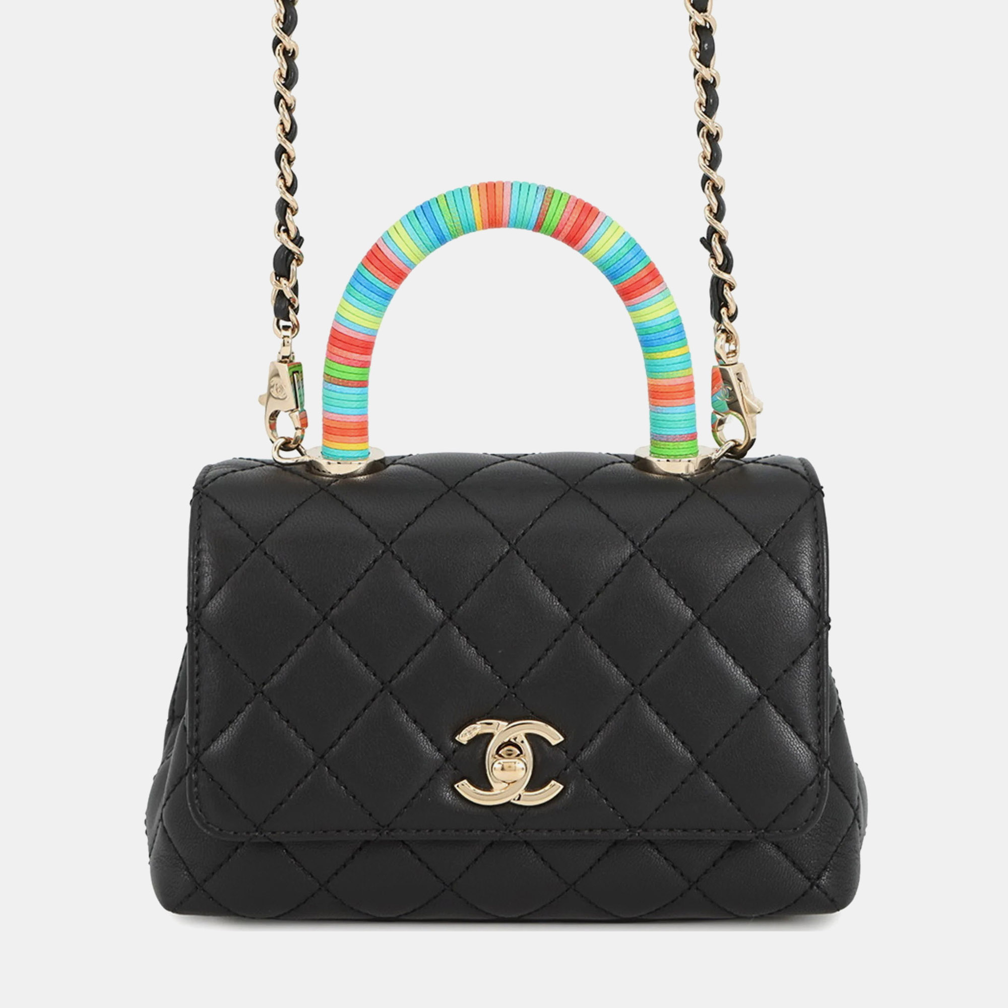 

Chanel Coco Mark Matelasse Mini Flap Black Leather Handbag