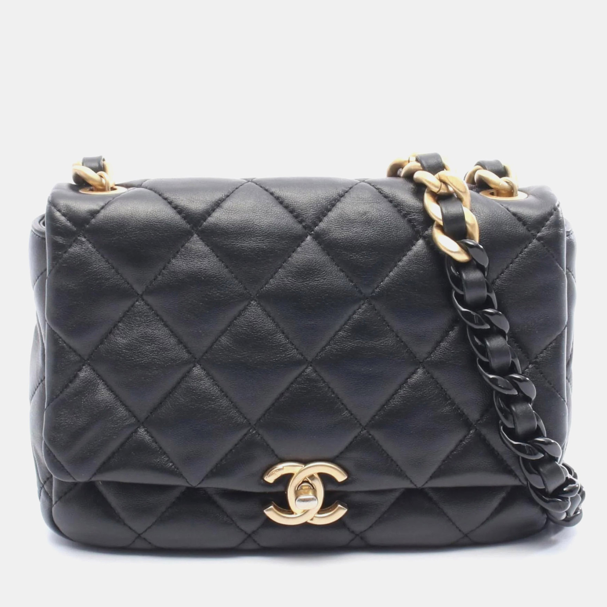 

Chanel Black Leather Matelasse Small Flap Shoulder Bag
