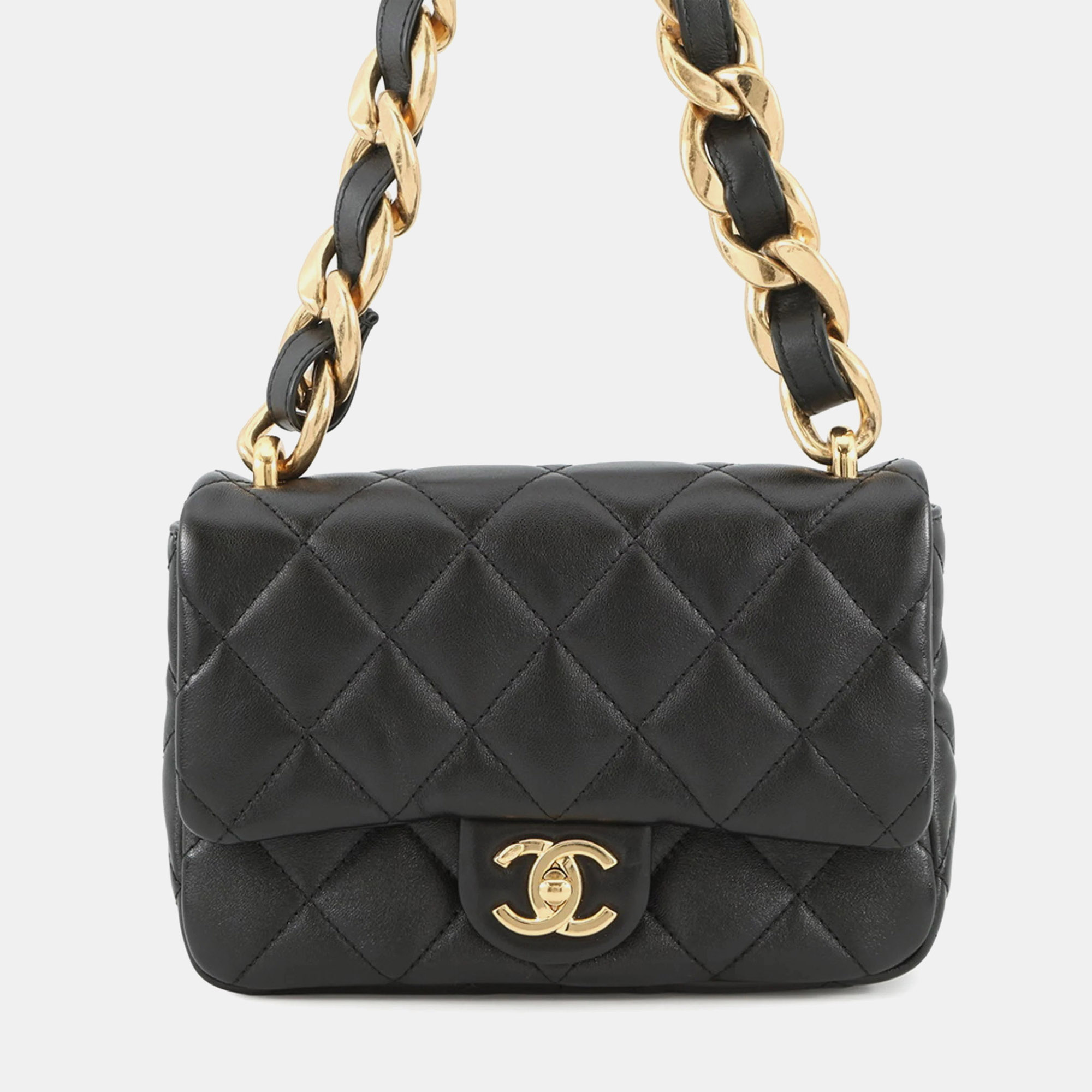

Chanel Chain Shoulder Bag Matelasse Coco Mark Small Lambskin Black
