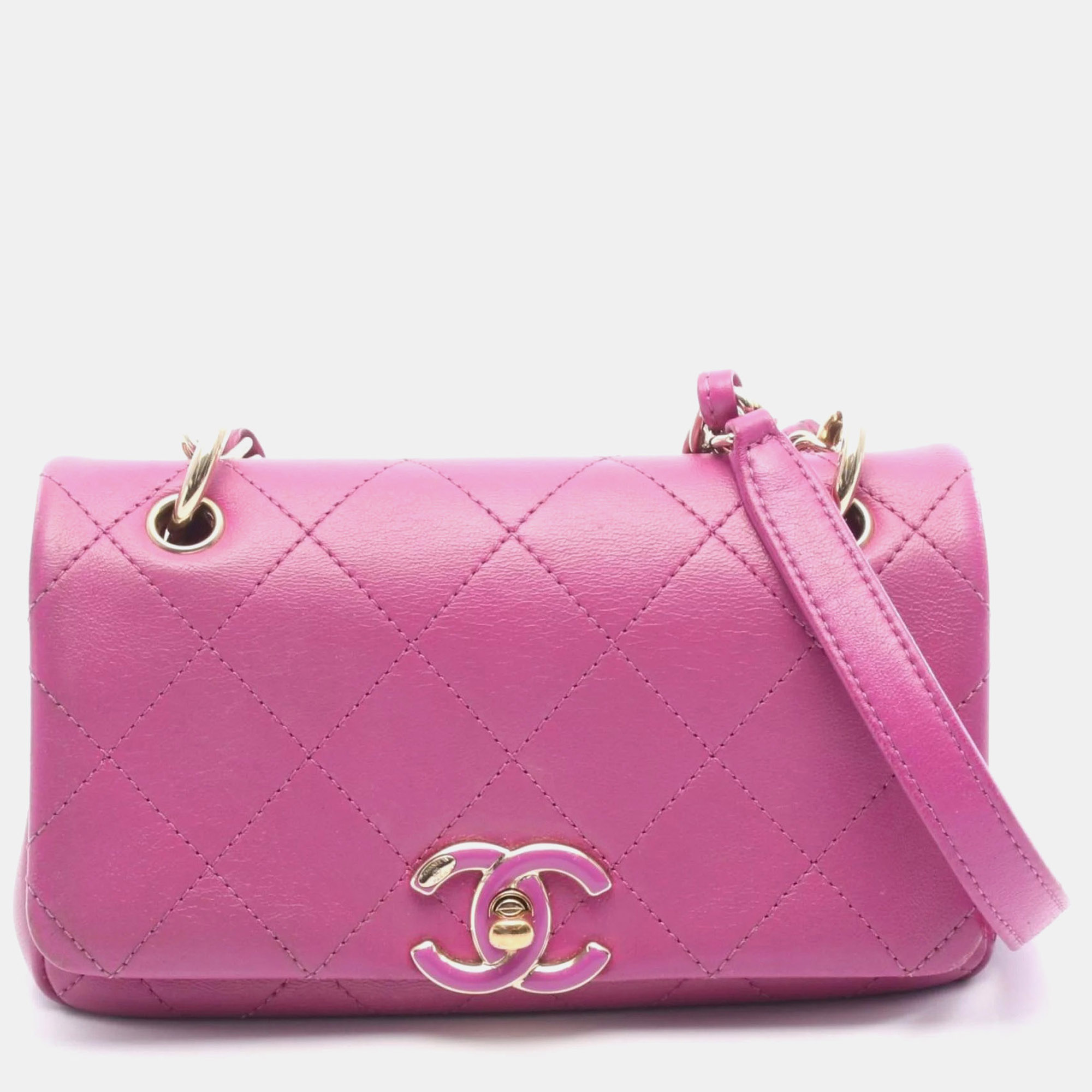 

Chanel Matelasse Small Flap Shoulder Bag Leather Pink