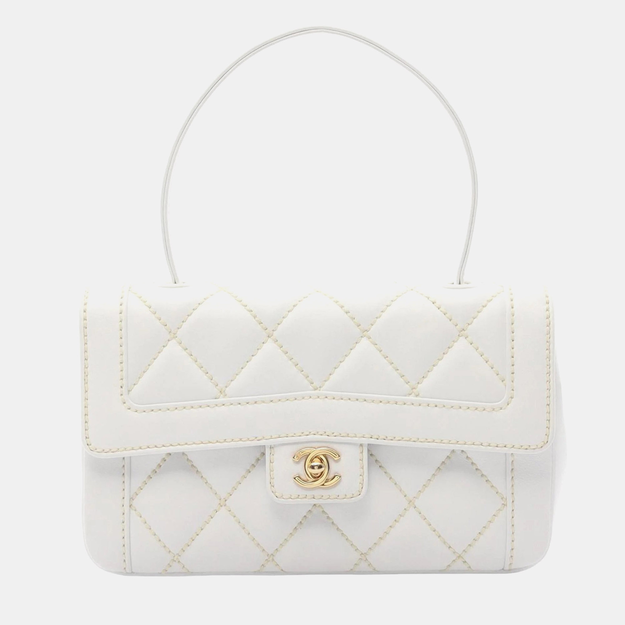 

Chanel Wild Stitch Handbag Leather White