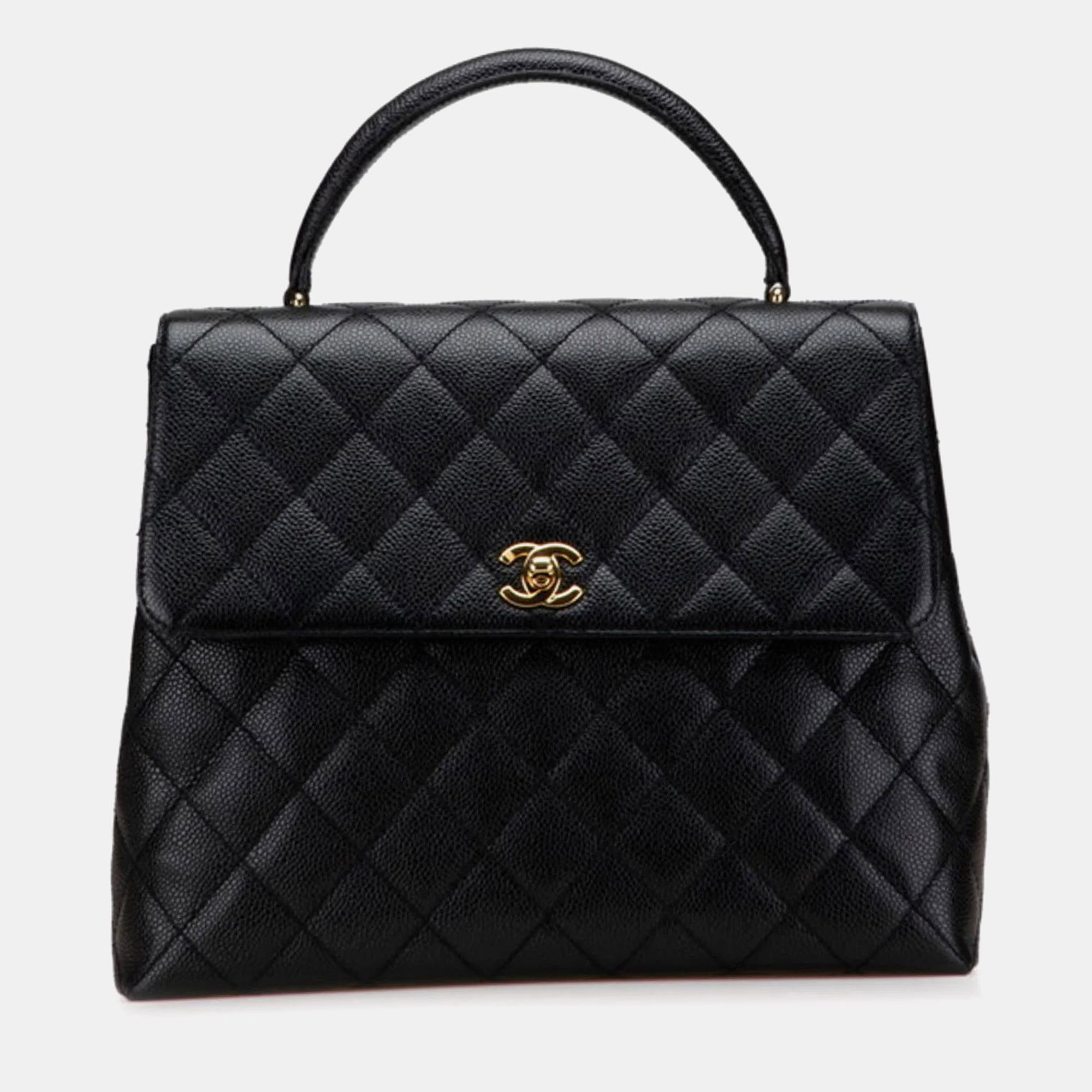 

Chanel Matelasse Coco Mark Handbag In Black Caviar Skin