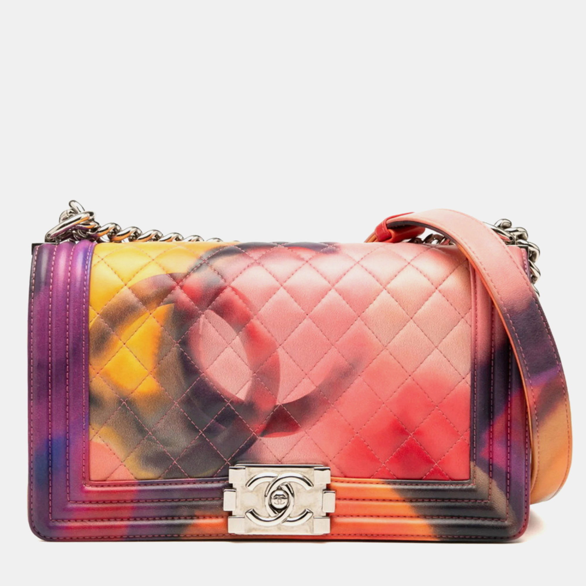 

Chanel Boy Chanel Multi-Graffiti Flower Power Leather Shoulder Bag, Multicolor