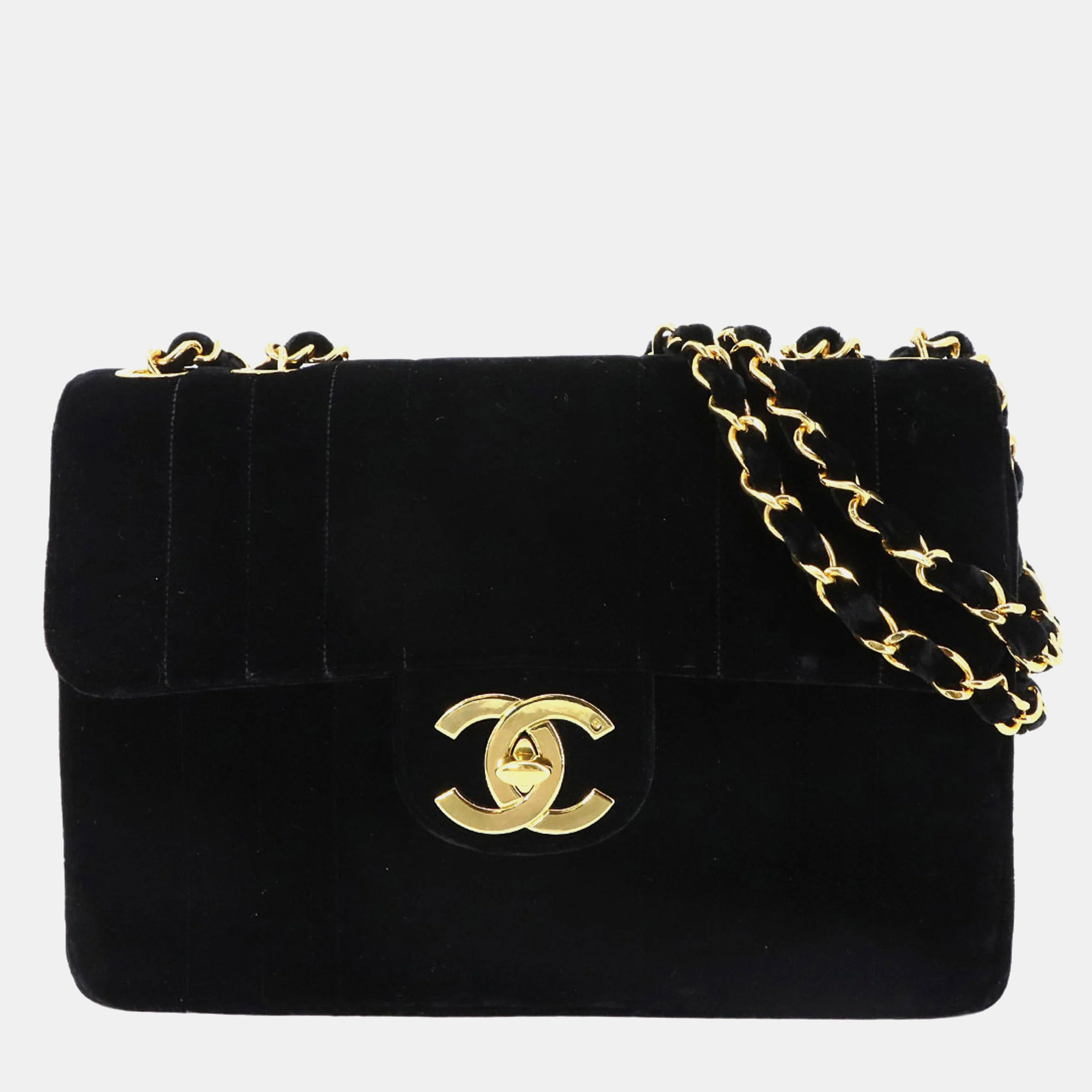 

Chanel Mademoiselle Chain Shoulder Bag In Black Velvet