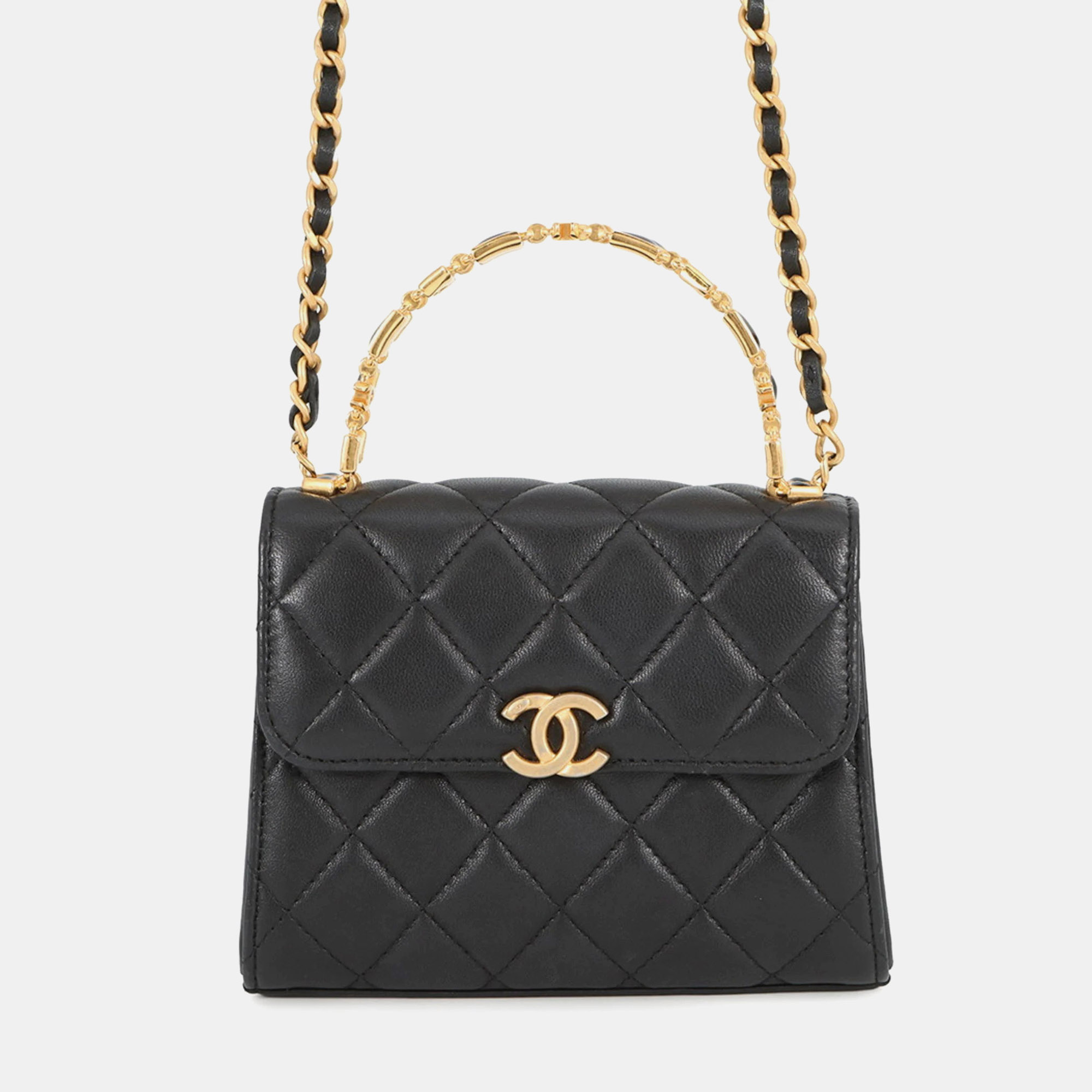 

Chanel Chain Shoulder Bag Matelasse Coco Mark Lambskin Black