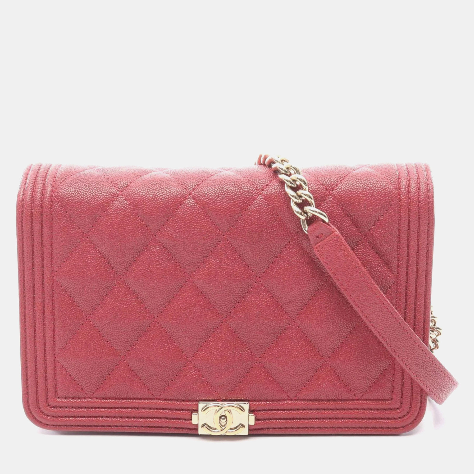 

Chanel Boy Chanel Shoulder Bag In Grained Calfskin Caviar Red