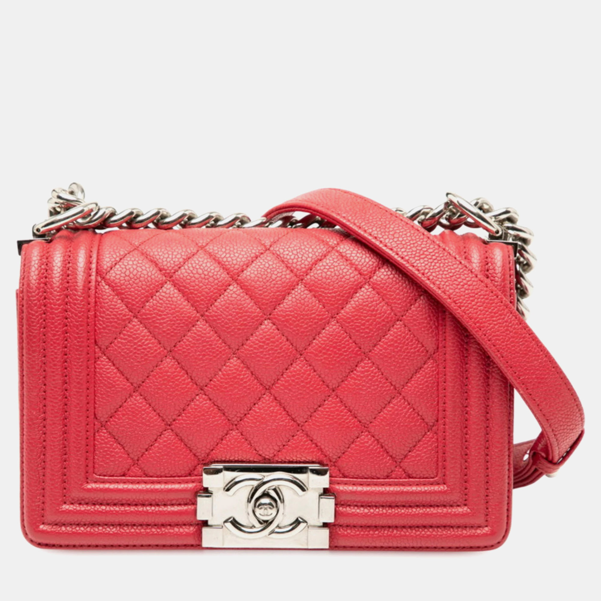

Chanel Coco Mark Boy Chanel Chain Shoulder Bag Red Caviar Skin