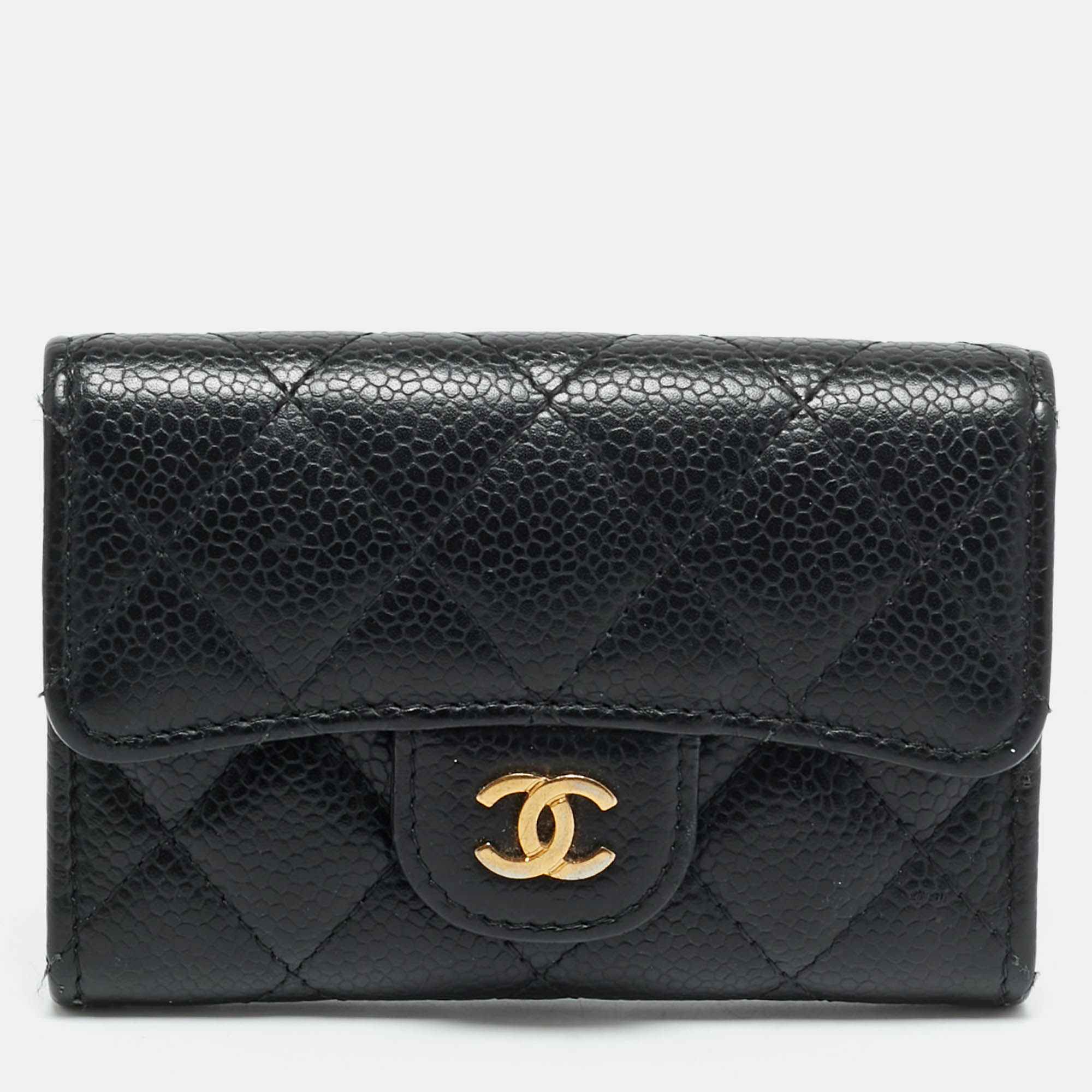 

Chanel Classic Black Quilted Caviar Leather Flap Card Holder