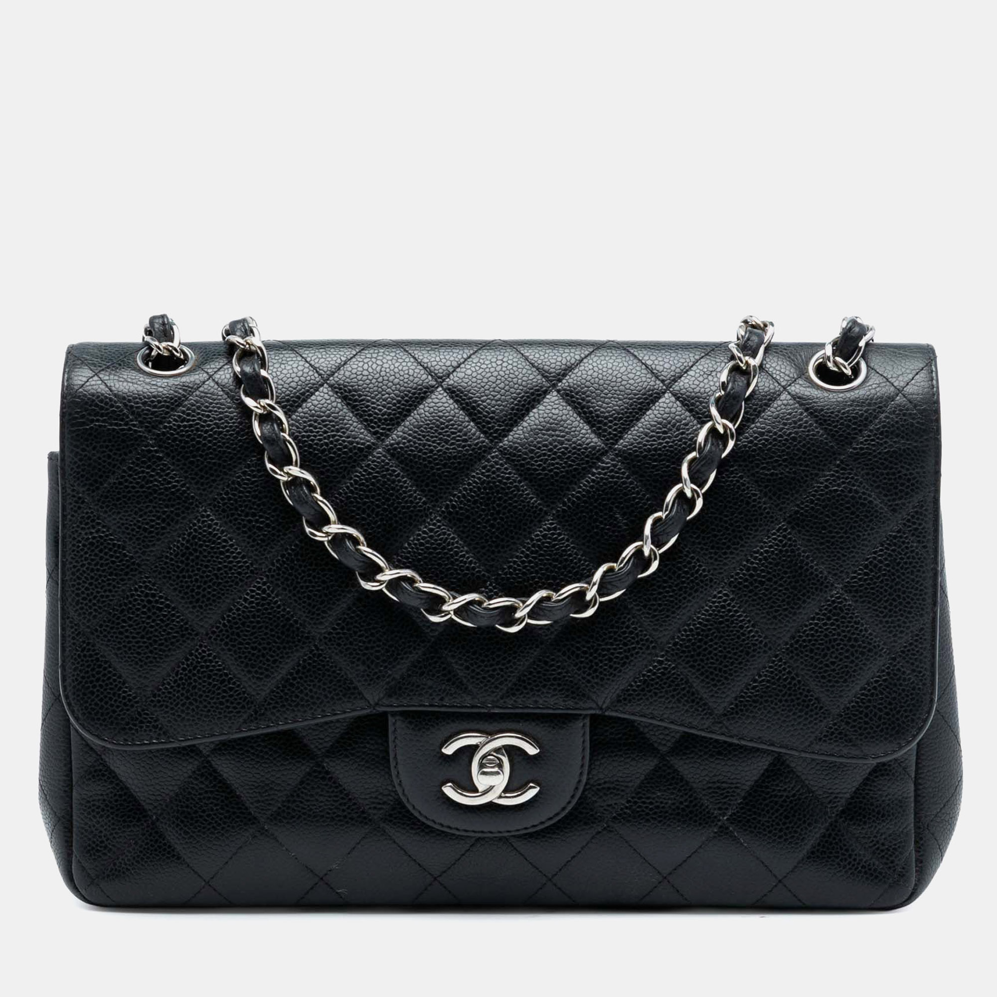 

Chanel Black Jumbo Classic Caviar Double Flap