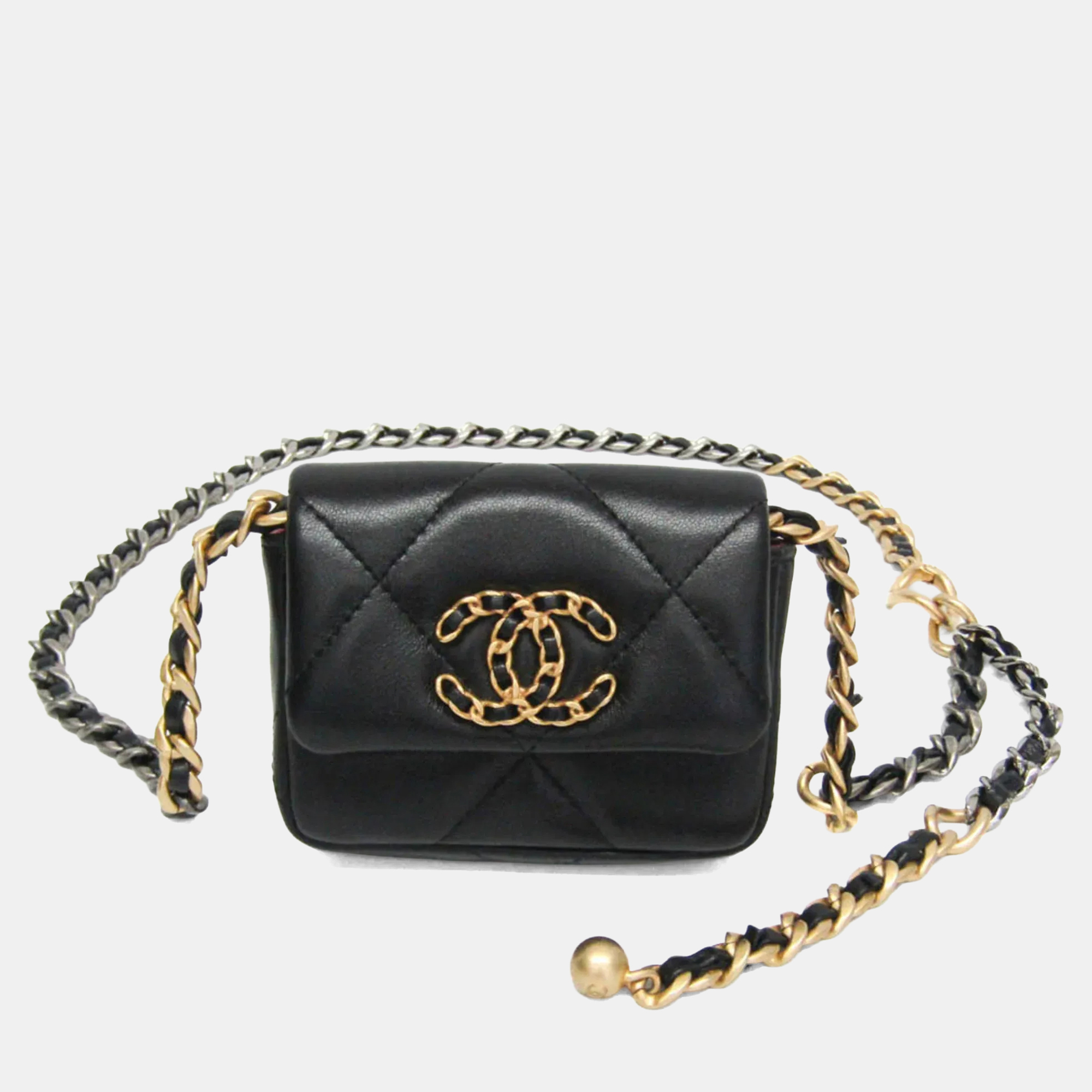 

Chanel Chanel 19 Chain Belt Bag Leather Fanny Pack Black
