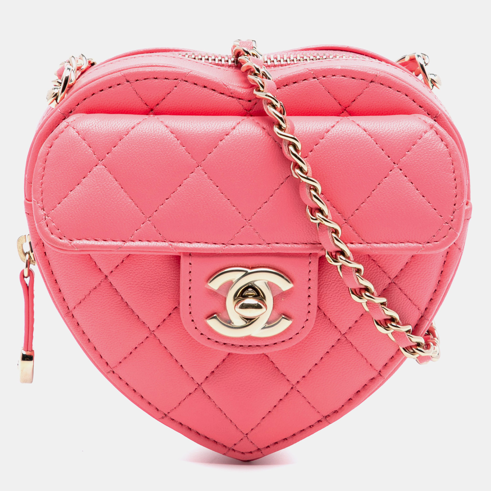 

Chanel Pink Mini Lambskin CC in Love Heart Crossbody