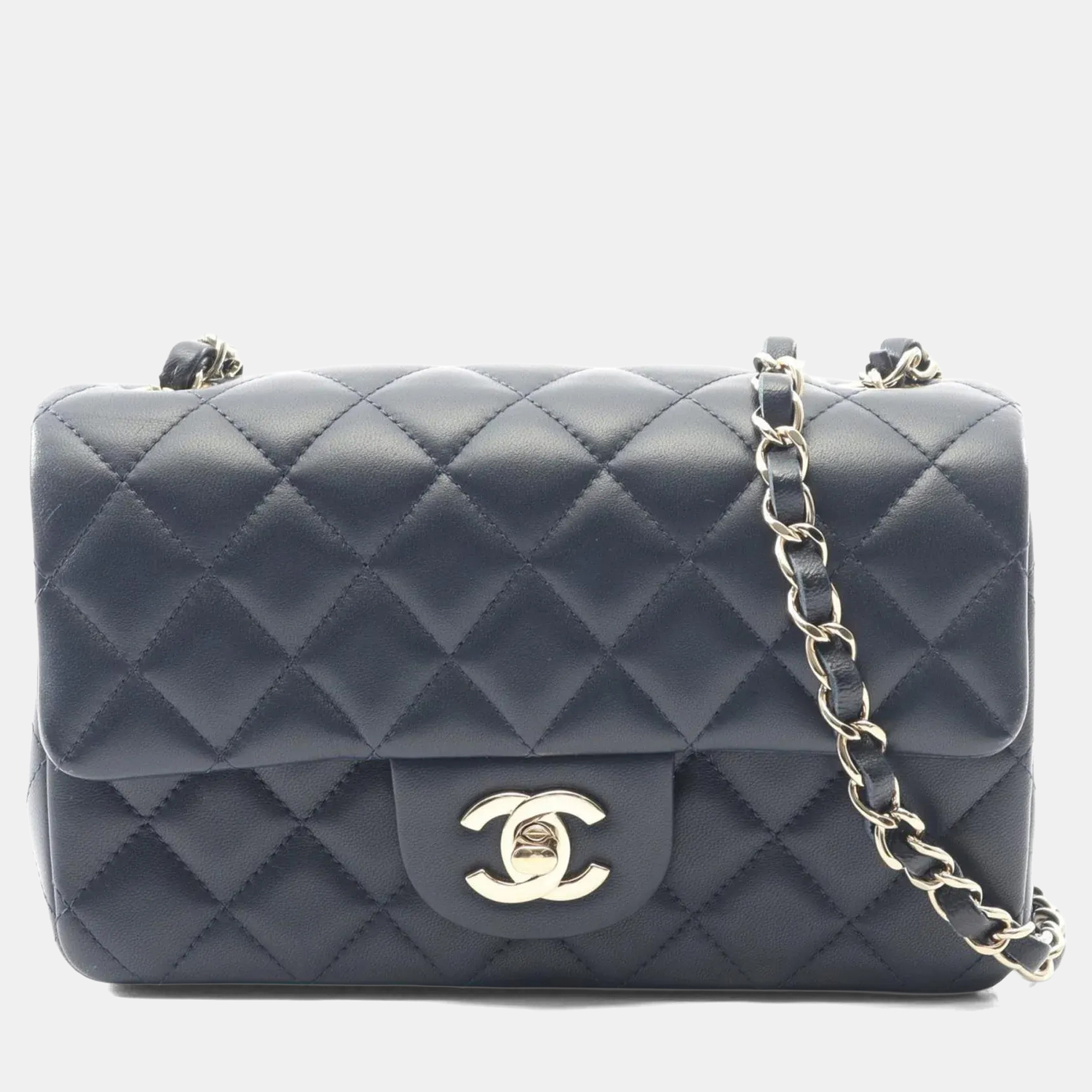 

Chanel Mini Matelasse 20 Shoulder Bag In Lambskin Navy Blue