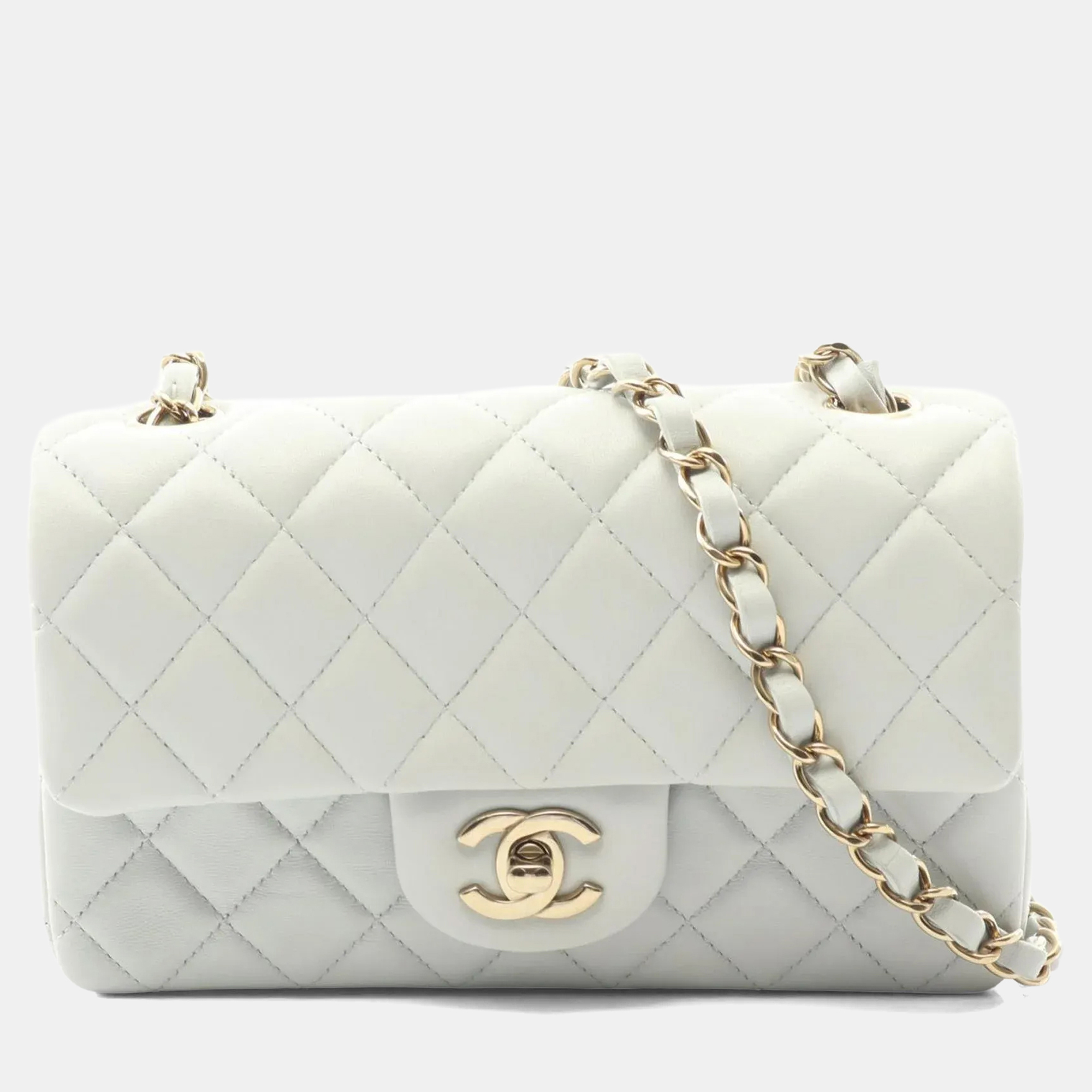 

Chanel Mini Matelasse 20 Shoulder Bag Lambskin Leather Gray, Grey