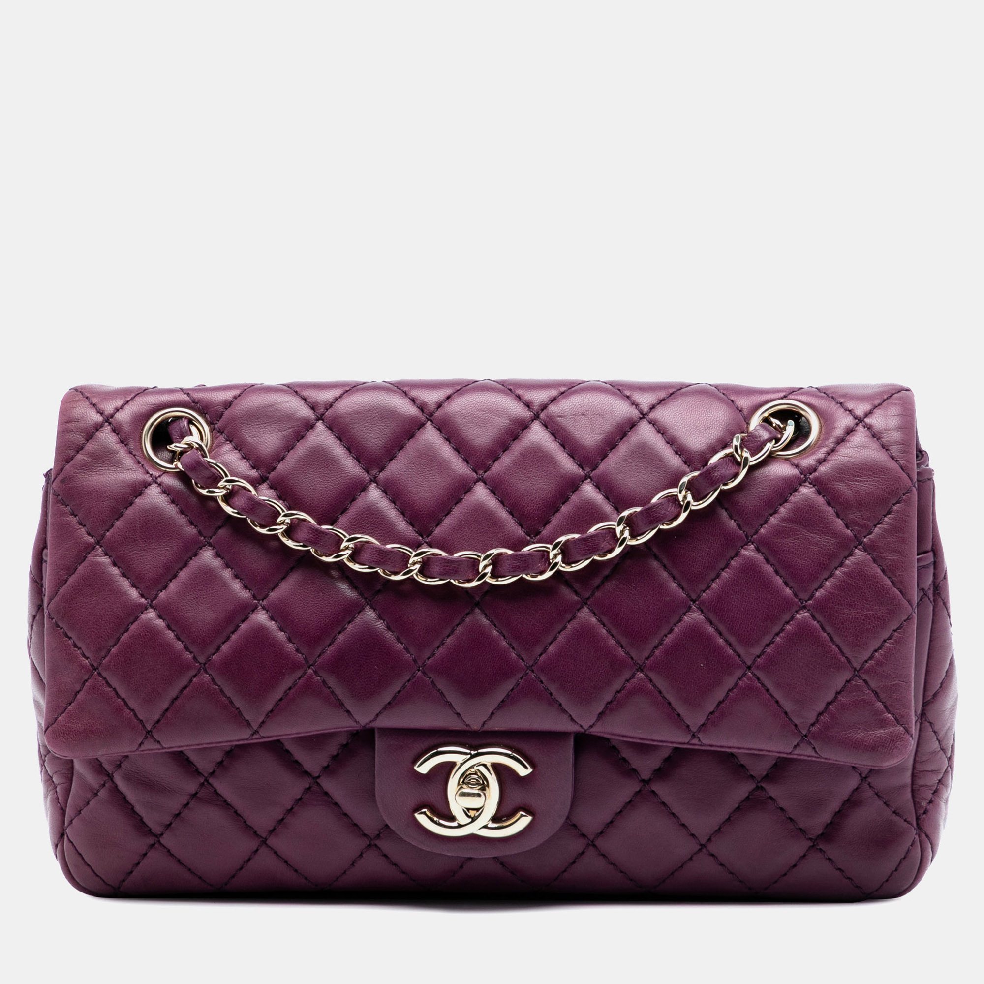 

Chanel Purple Medium Classic Lambskin Double Flap