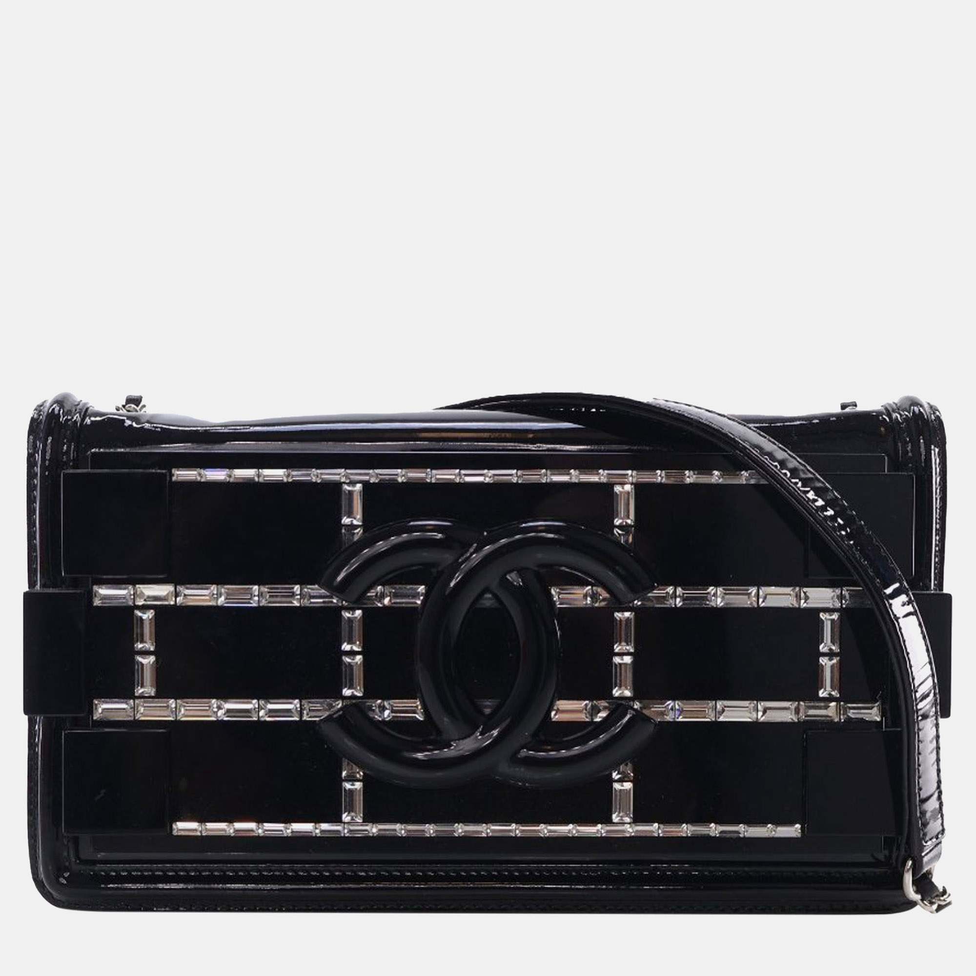 

Chanel Black Patent and Acrylic Crystal Embellished Boy Brick Horizontal Flap