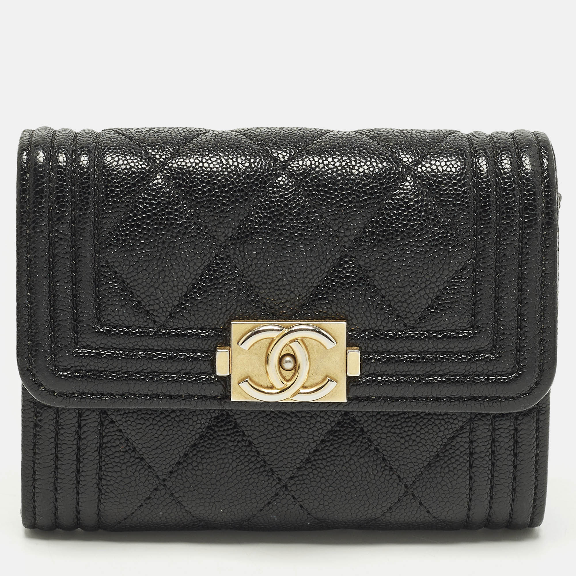 

Chanel Boy Black Quilted Caviar Leather Flap Card Holder