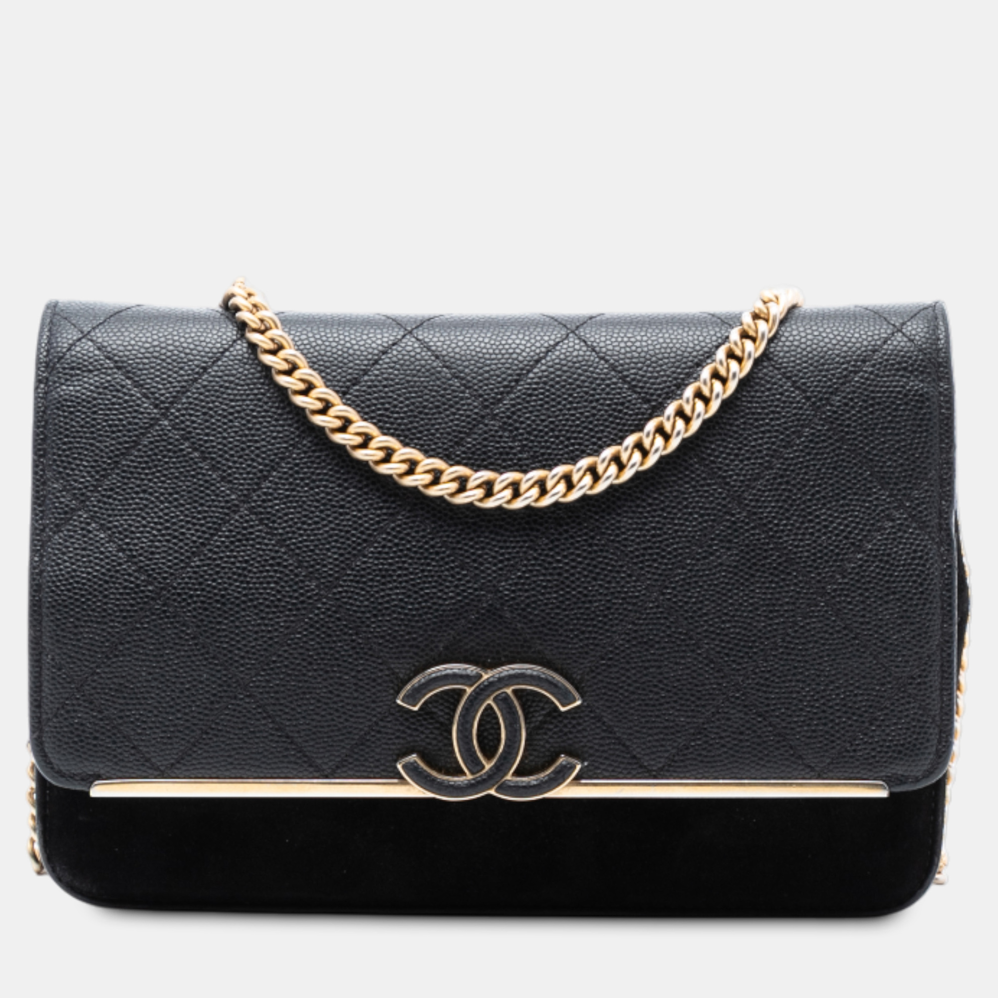 

Chanel Black Stitched Caviar and Suede Lady Coco Wallet On Chain