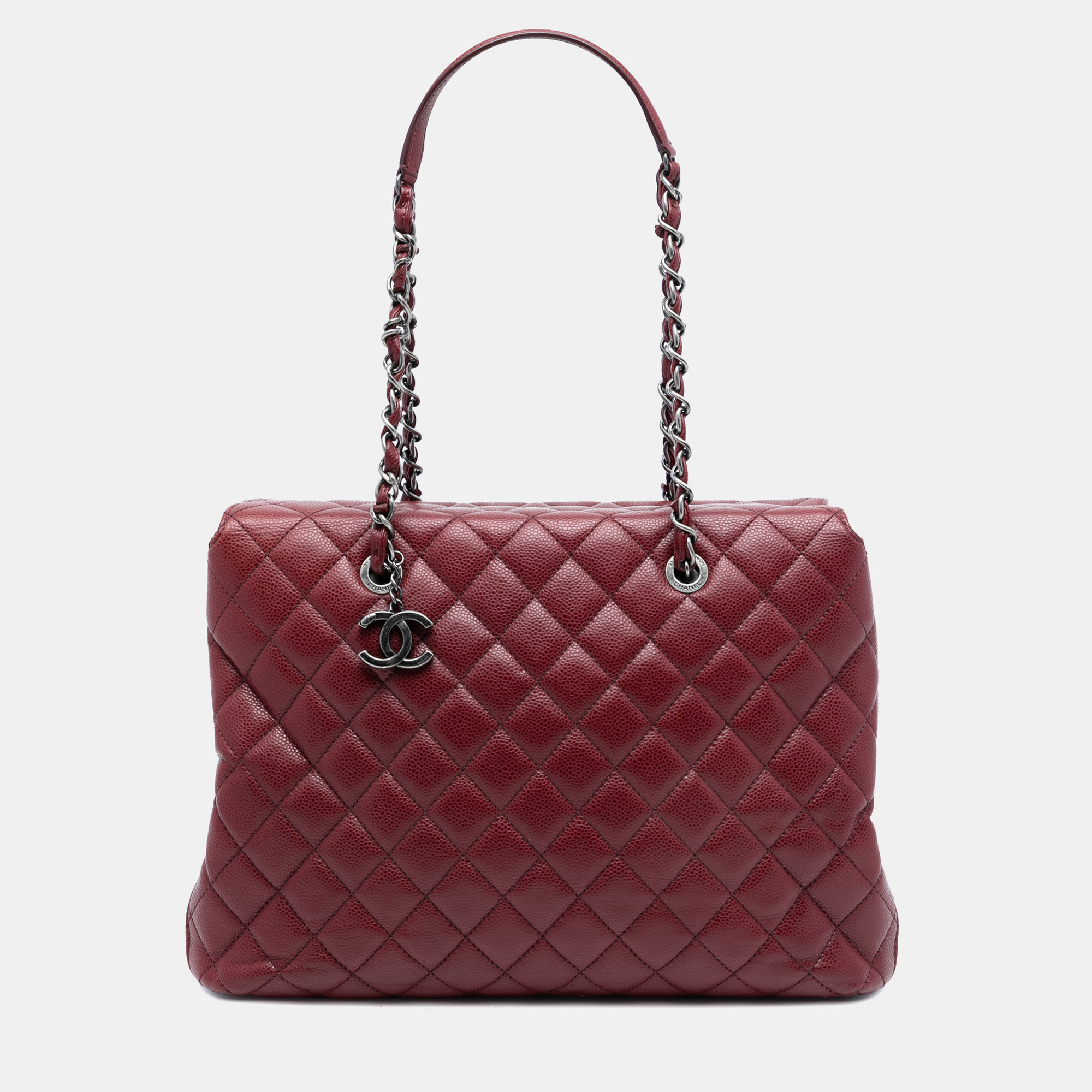 

Chanel Red Large CC Quilted Caviar City Shopping Tote