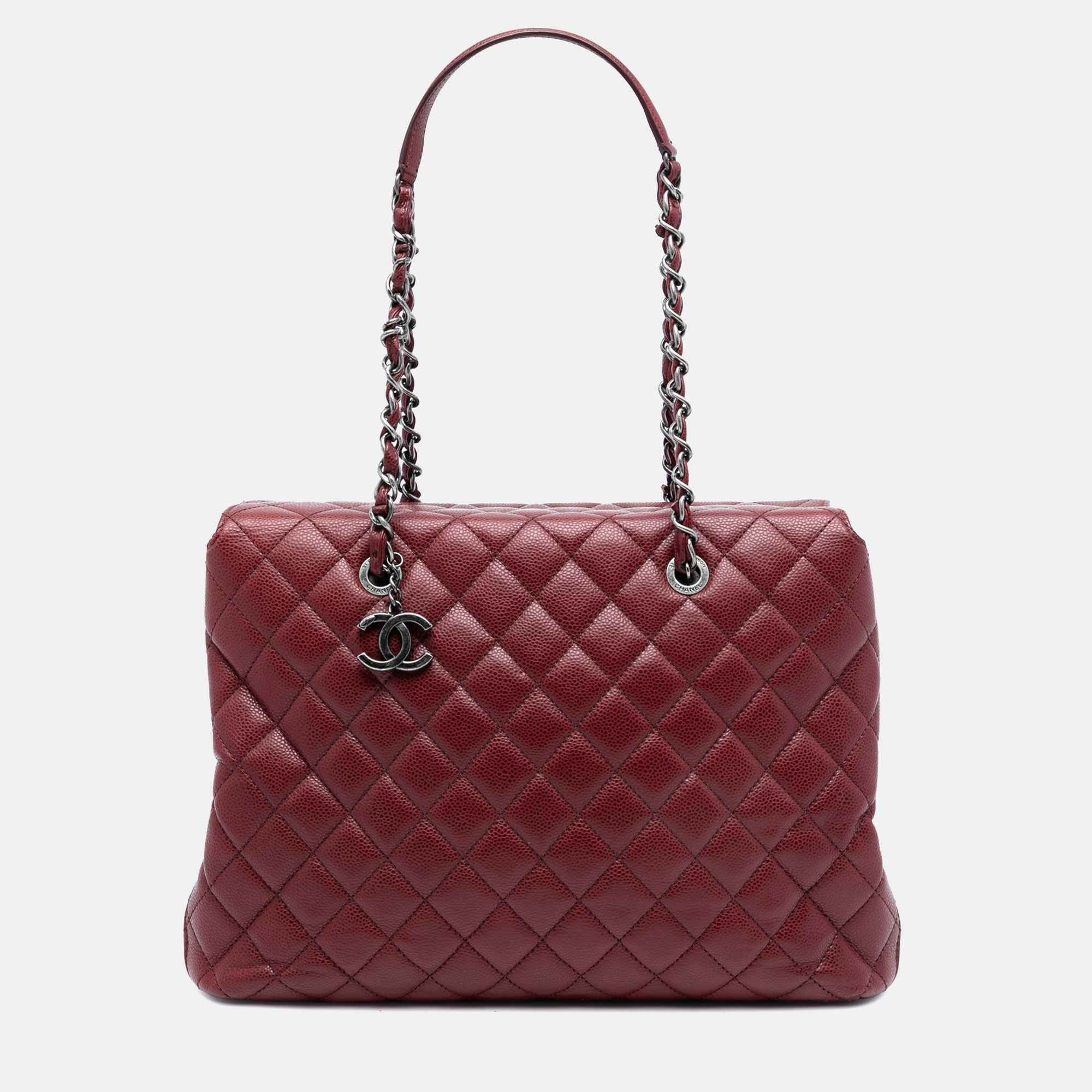 

Chanel Red Large CC Quilted Caviar City Shopping Tote